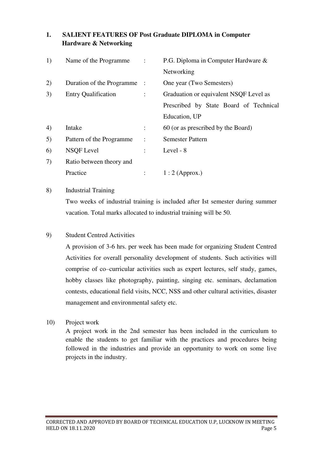 SYLLABUS FOR FIRST SEMESTER SESSION (2020-2021) - TWO SEMESTER POST GRADUATE DIPLOMA COURSE IN COMPUTER HARDWARE & NETWORKING - Page 5