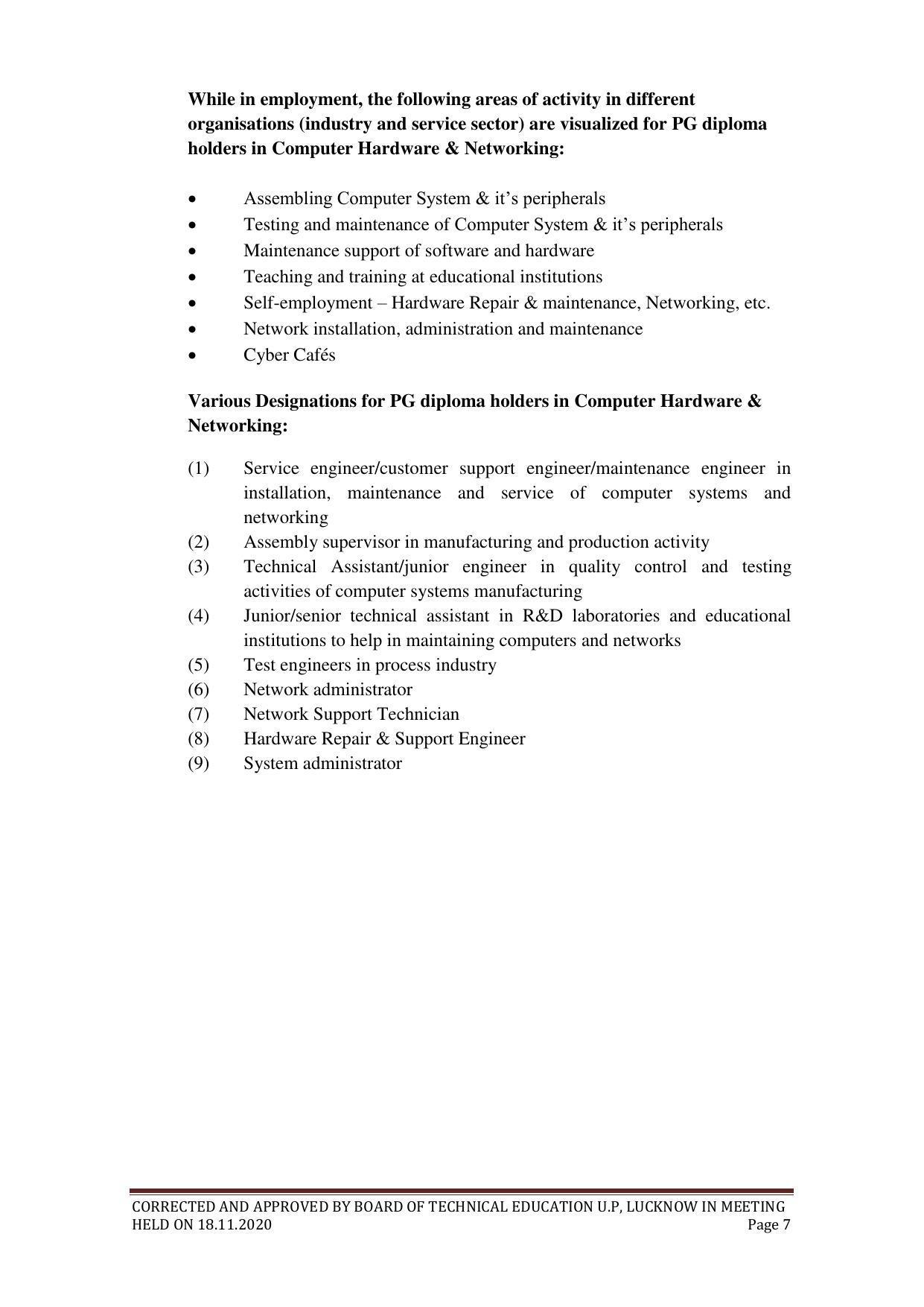 SYLLABUS FOR FIRST SEMESTER SESSION (2020-2021) - TWO SEMESTER POST GRADUATE DIPLOMA COURSE IN COMPUTER HARDWARE & NETWORKING - Page 7