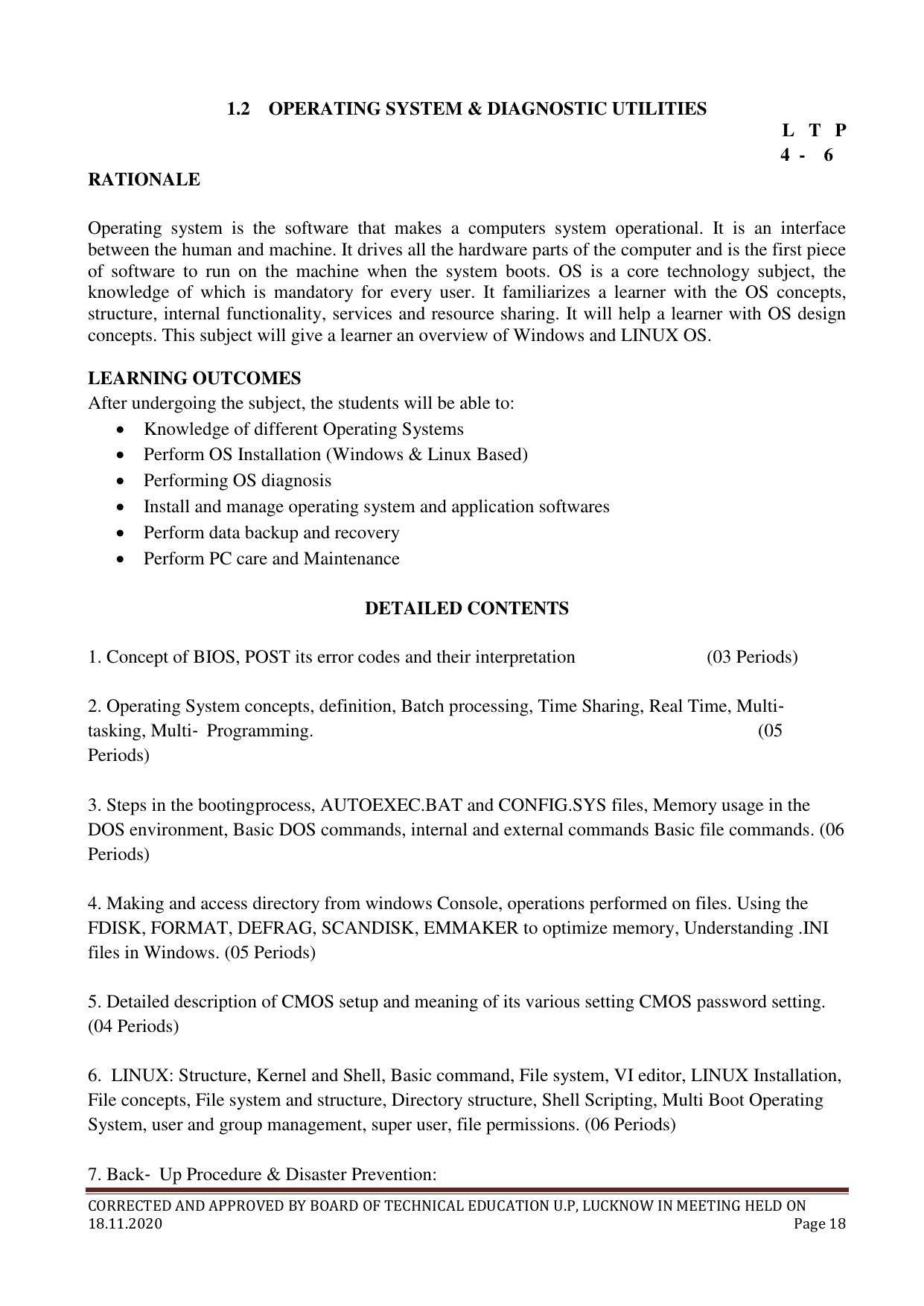 SYLLABUS FOR FIRST SEMESTER SESSION (2020-2021) - TWO SEMESTER POST GRADUATE DIPLOMA COURSE IN COMPUTER HARDWARE & NETWORKING - Page 18