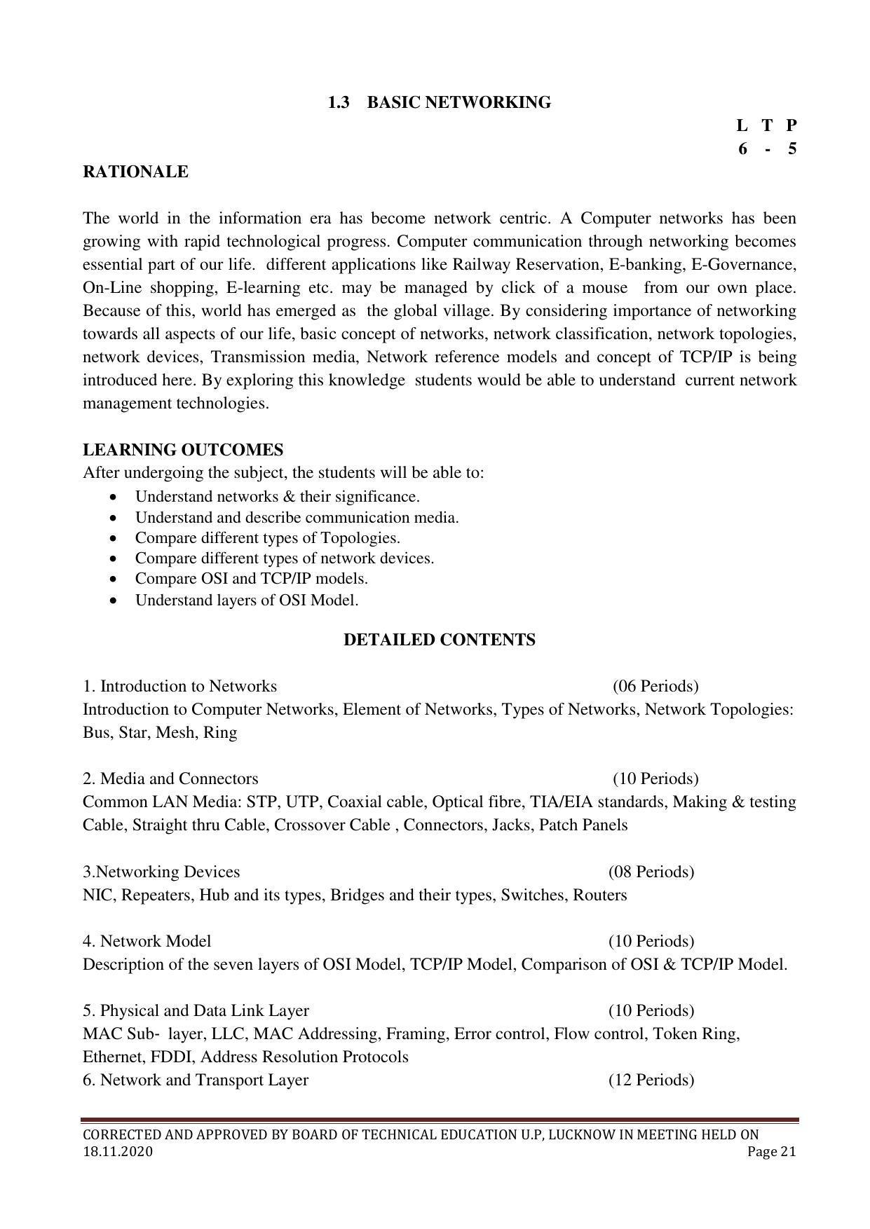 SYLLABUS FOR FIRST SEMESTER SESSION (2020-2021) - TWO SEMESTER POST GRADUATE DIPLOMA COURSE IN COMPUTER HARDWARE & NETWORKING - Page 21
