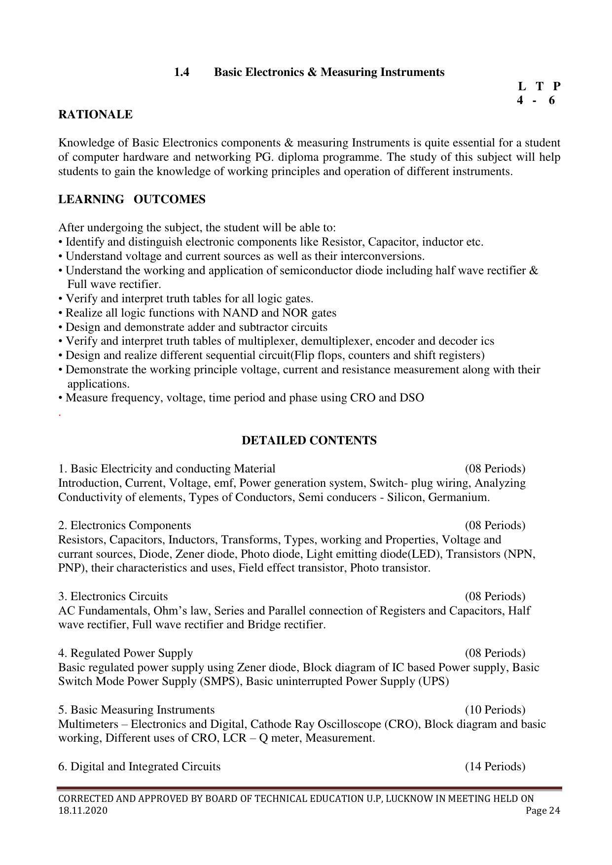 SYLLABUS FOR FIRST SEMESTER SESSION (2020-2021) - TWO SEMESTER POST GRADUATE DIPLOMA COURSE IN COMPUTER HARDWARE & NETWORKING - Page 24