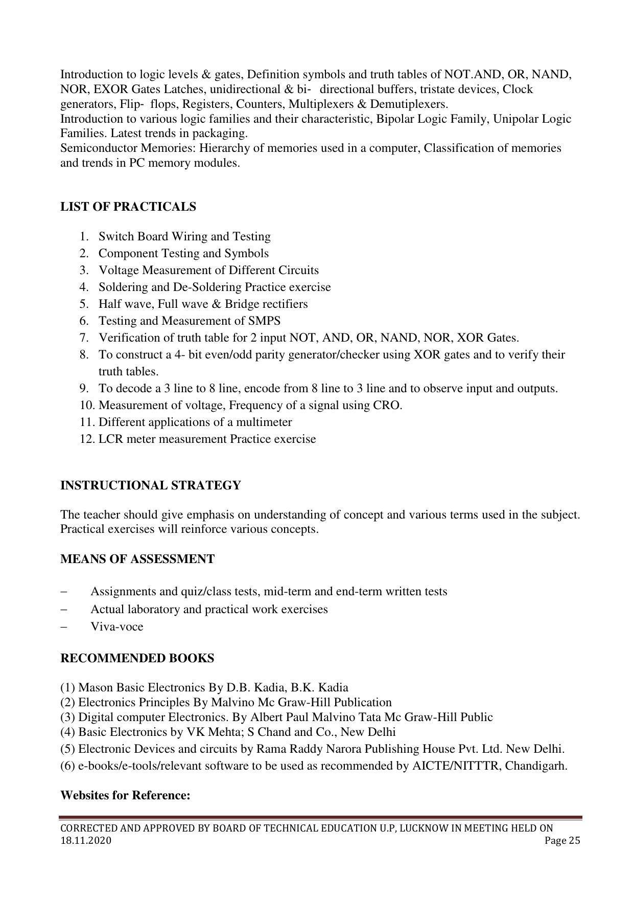 SYLLABUS FOR FIRST SEMESTER SESSION (2020-2021) - TWO SEMESTER POST GRADUATE DIPLOMA COURSE IN COMPUTER HARDWARE & NETWORKING - Page 25