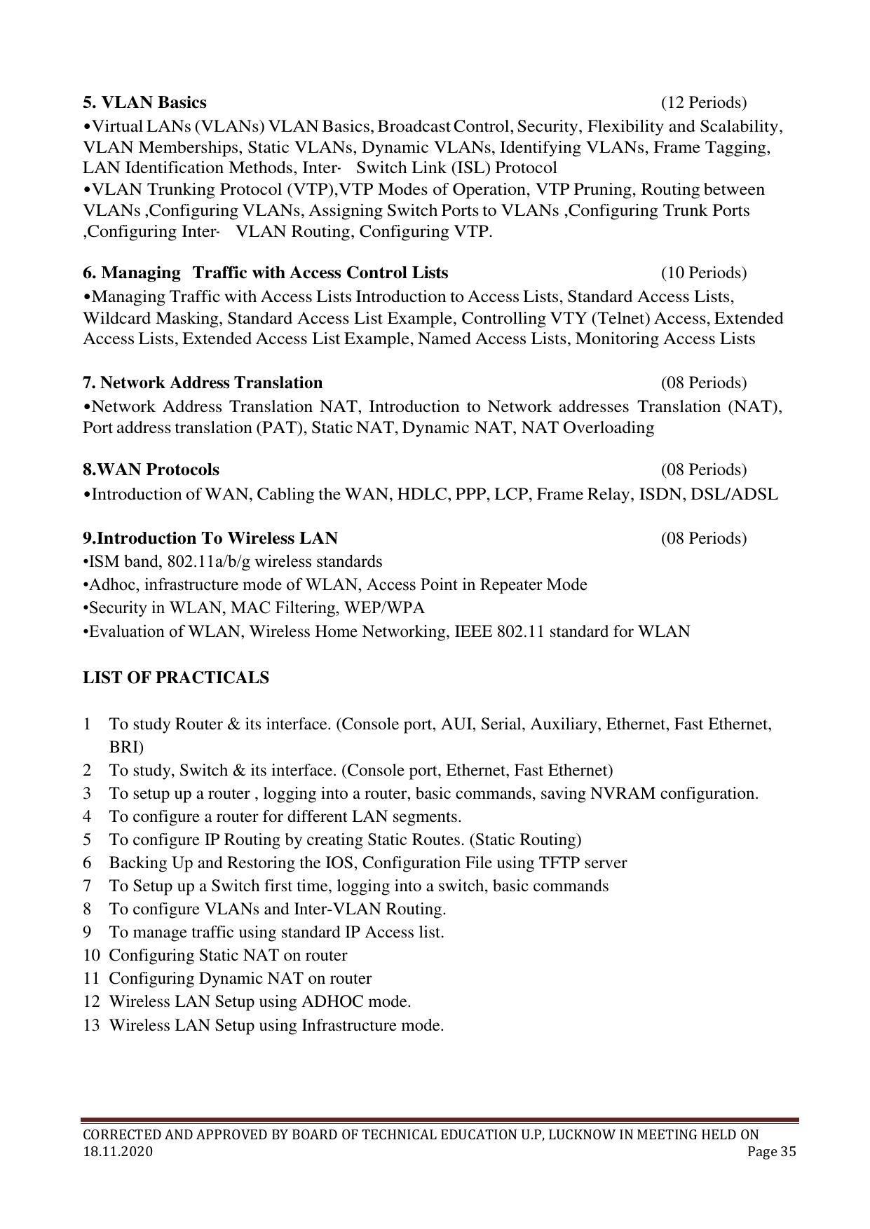 SYLLABUS FOR FIRST SEMESTER SESSION (2020-2021) - TWO SEMESTER POST GRADUATE DIPLOMA COURSE IN COMPUTER HARDWARE & NETWORKING - Page 35