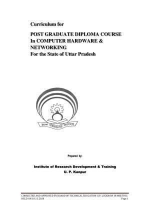 SYLLABUS FOR FIRST SEMESTER SESSION (2020-2021) - TWO SEMESTER POST GRADUATE DIPLOMA COURSE IN COMPUTER HARDWARE & NETWORKING