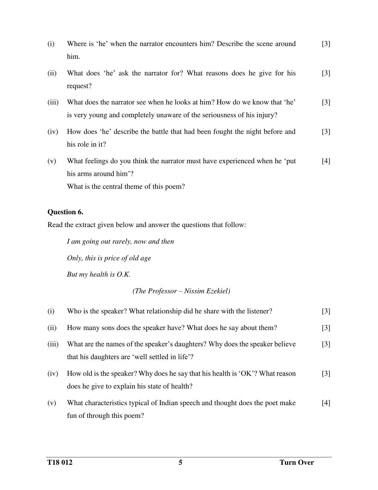 ICSE Class 10 English Paper II 2018 Question Paper - Page 5