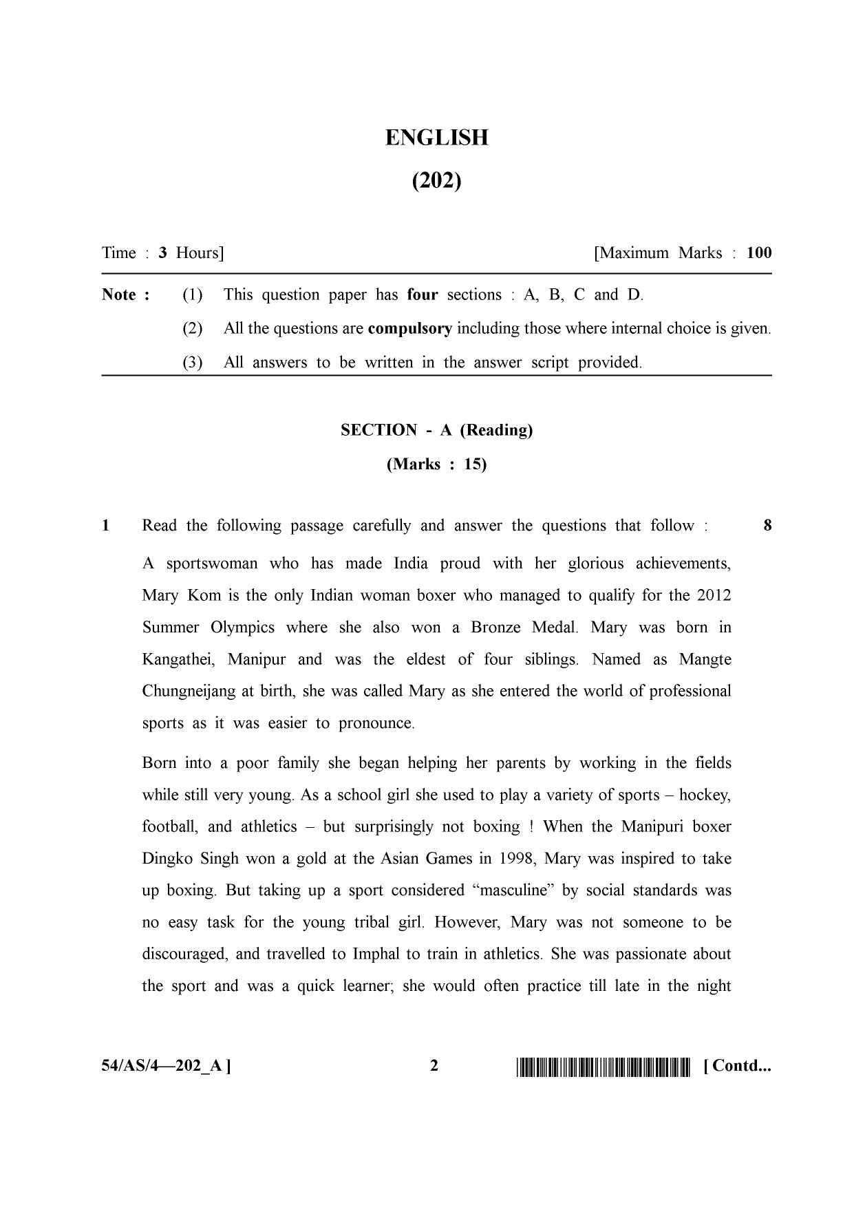 NIOS April 2017 Class 10 English Question Paper - Page 2