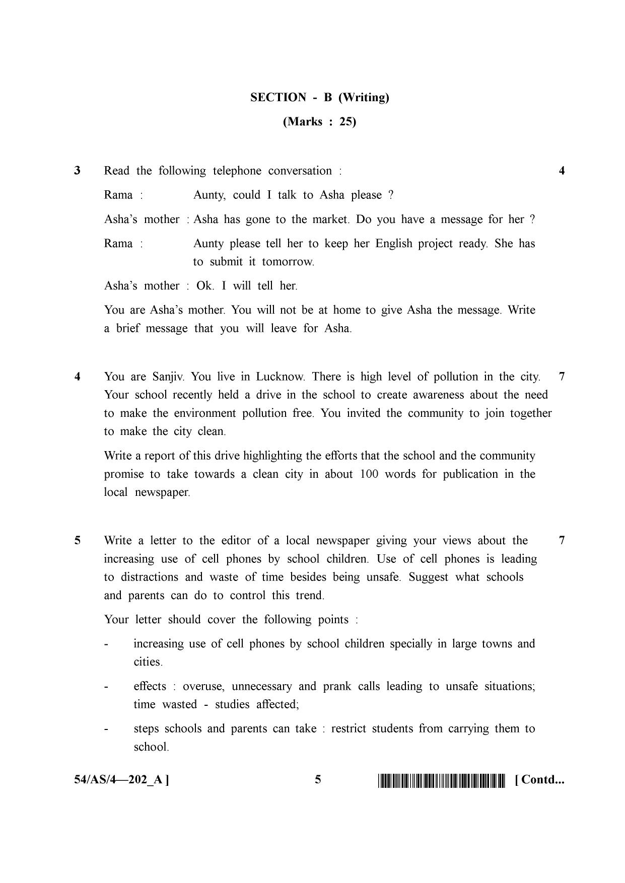 NIOS April 2017 Class 10 English Question Paper - Page 5