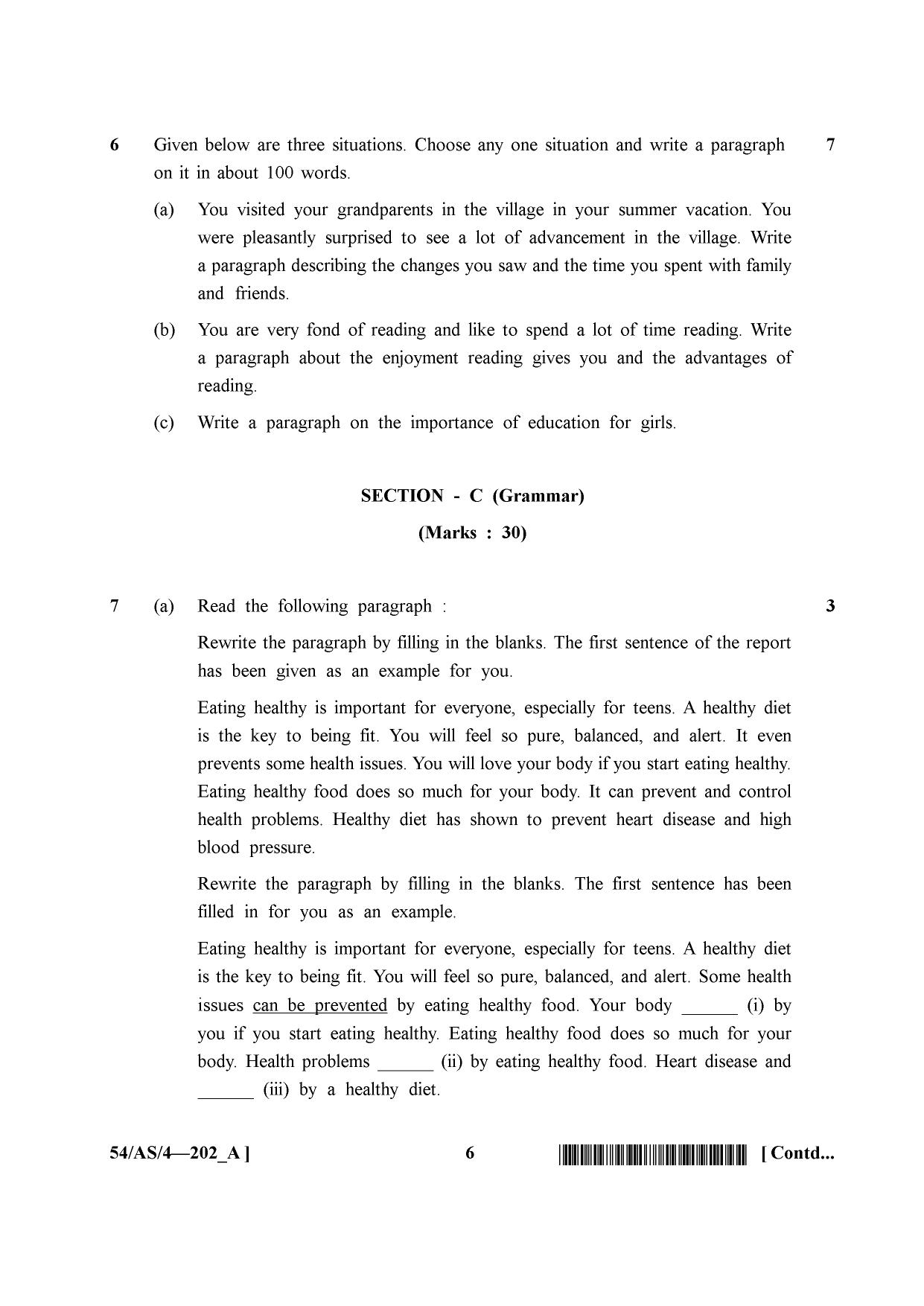 NIOS April 2017 Class 10 English Question Paper - Page 6
