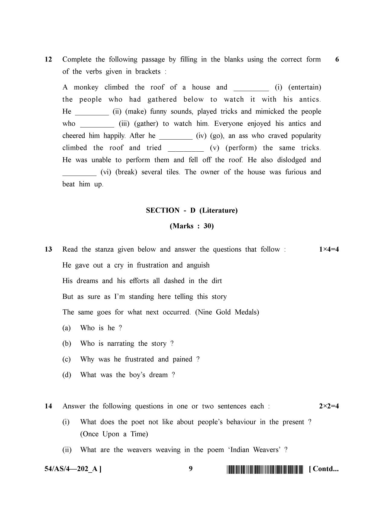 NIOS April 2017 Class 10 English Question Paper - Page 9