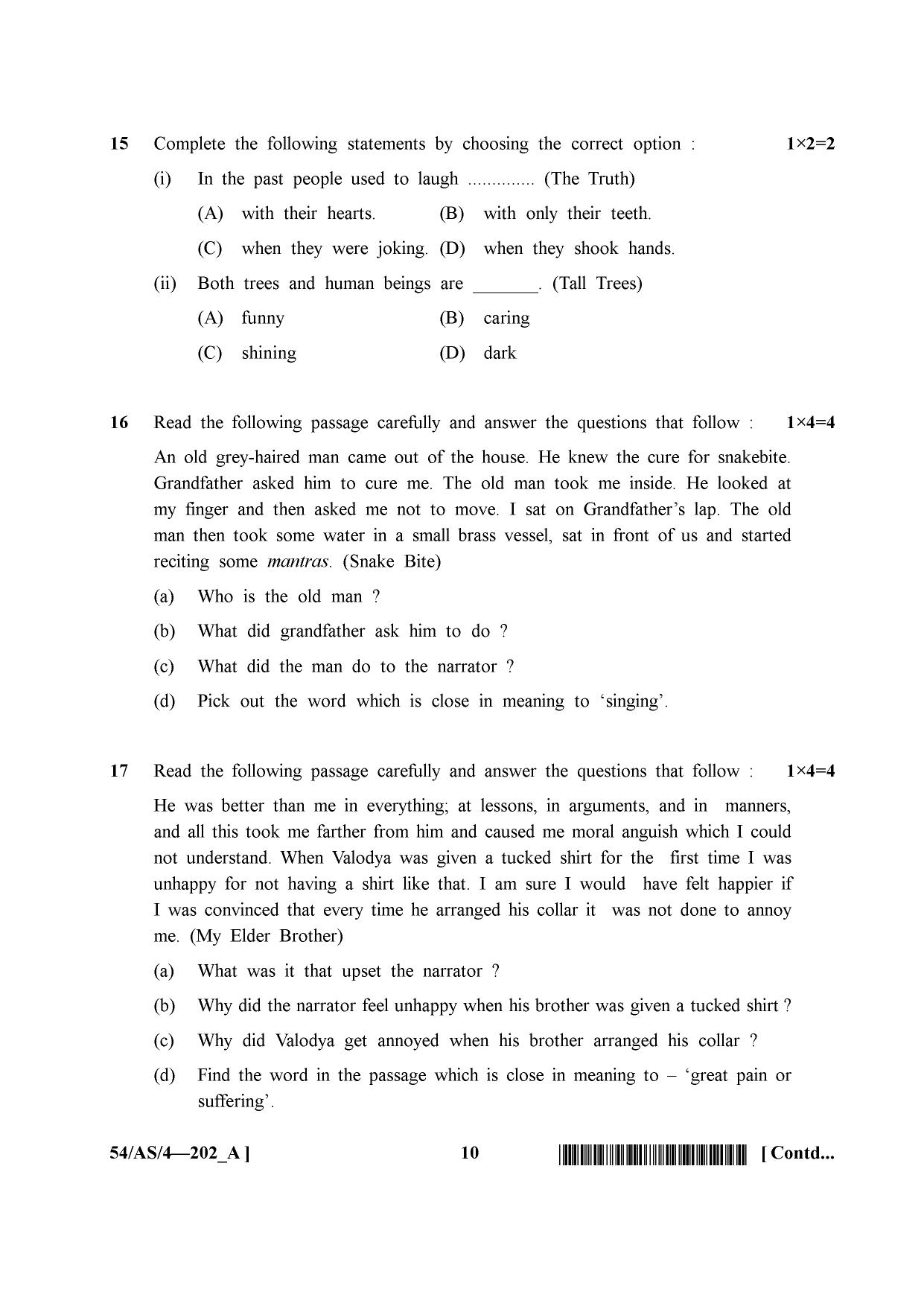 NIOS April 2017 Class 10 English Question Paper - Page 10