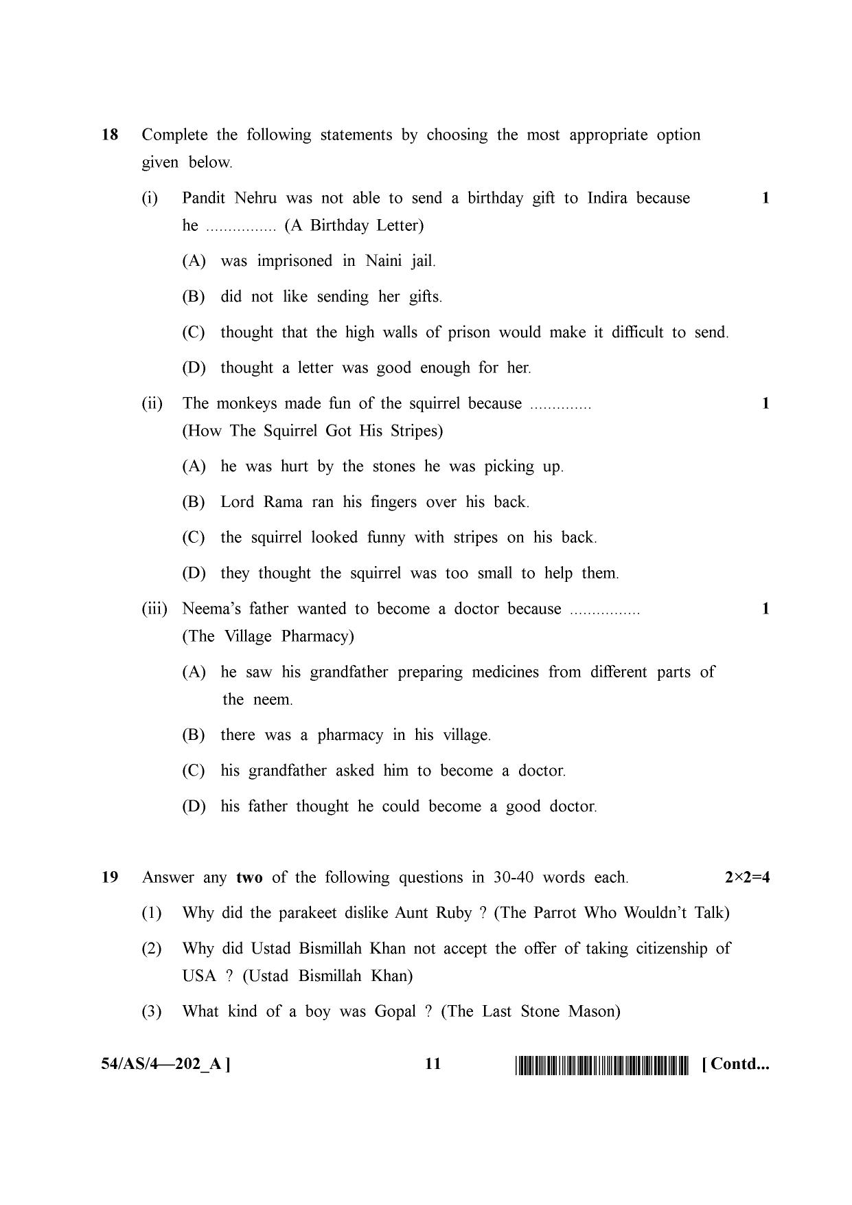 NIOS April 2017 Class 10 English Question Paper - Page 11