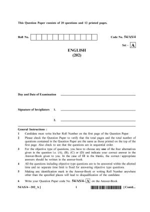 NIOS April 2017 Class 10 English Question Paper
