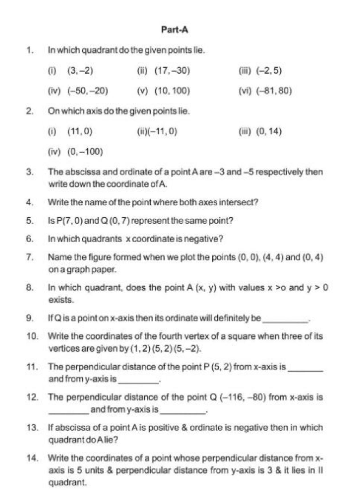 Class 9 Notes, Question & Practice Paper - Mathematics (Topic 3 : Coordinate Geometry) - Page 5