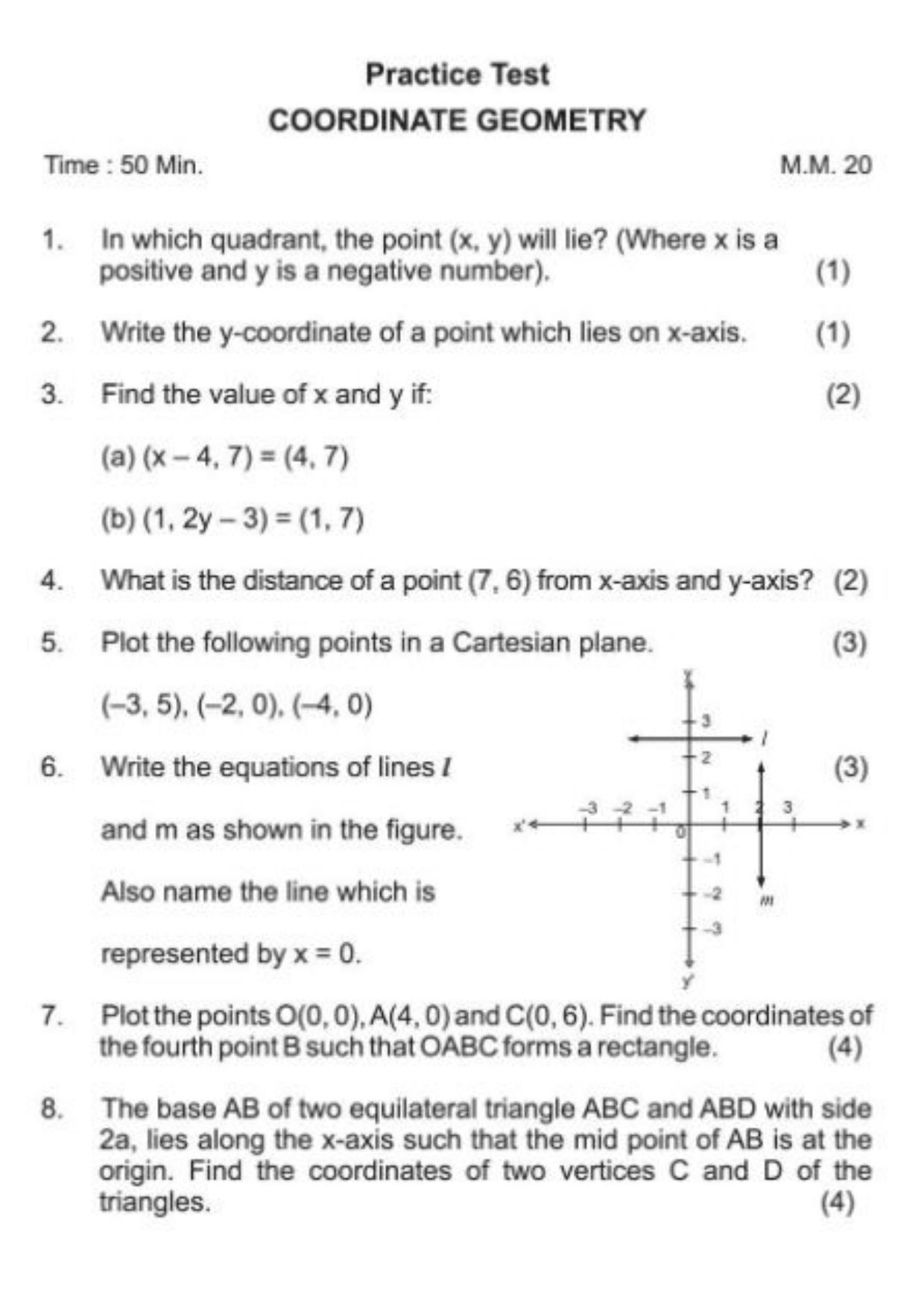 Class 9 Notes, Question & Practice Paper - Mathematics (Topic 3 : Coordinate Geometry) - Page 10