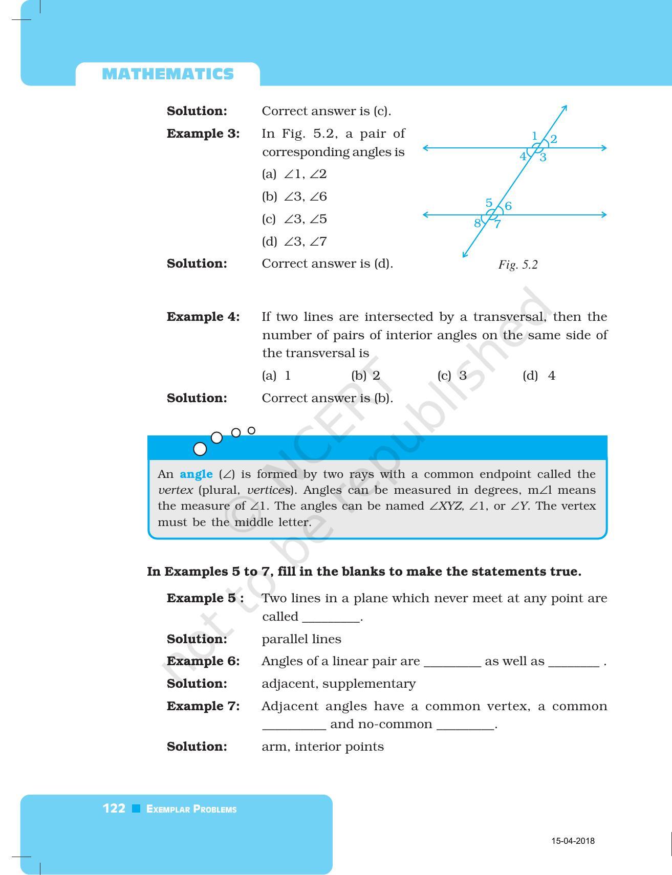 NCERT Exemplar Book for Class 7 Maths: Chapter 5- Lines and Angles - Page 3