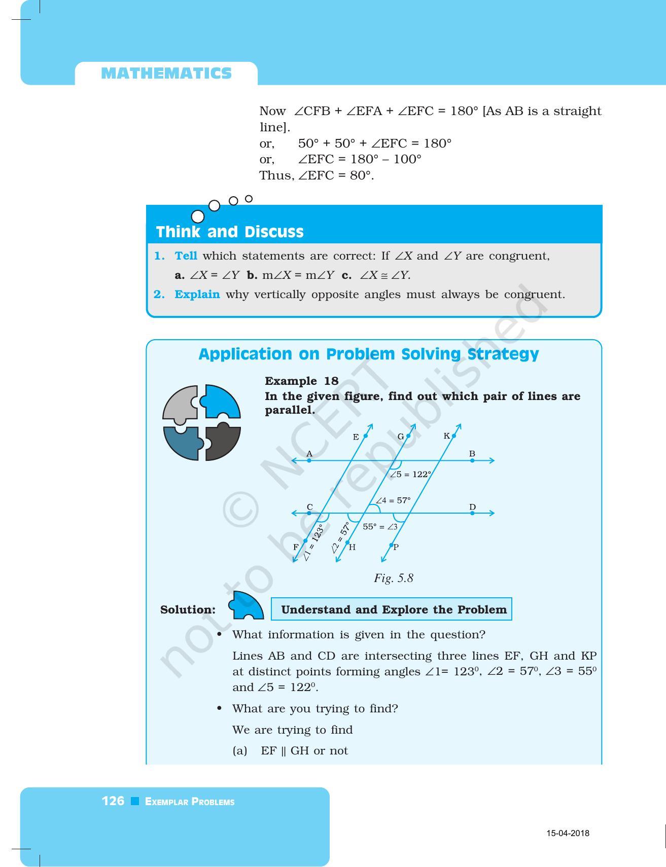 NCERT Exemplar Book for Class 7 Maths: Chapter 5- Lines and Angles - Page 7