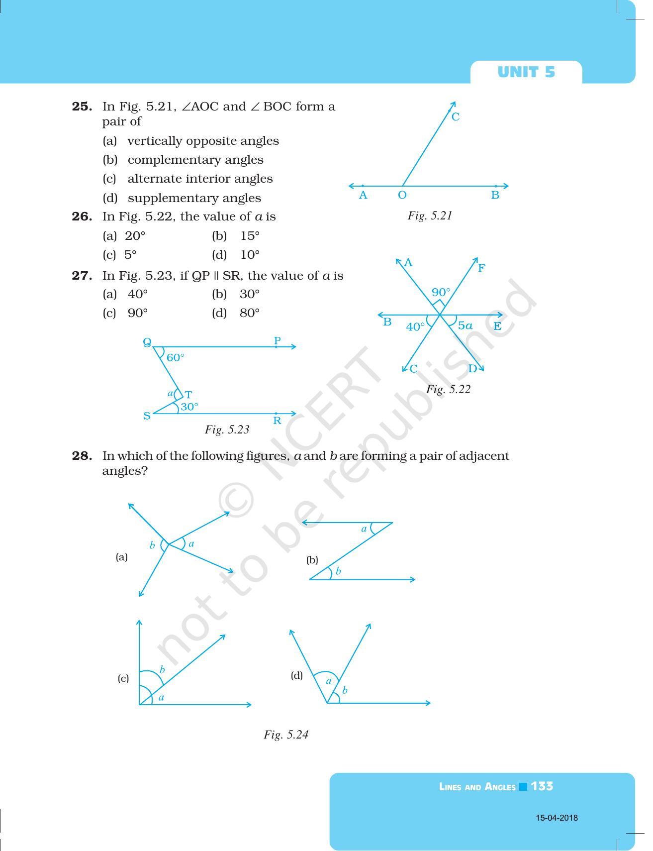 NCERT Exemplar Book for Class 7 Maths: Chapter 5- Lines and Angles - Page 14