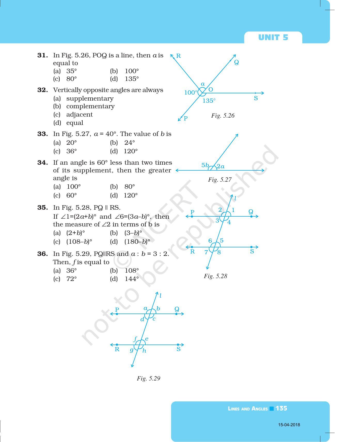 NCERT Exemplar Book for Class 7 Maths: Chapter 5- Lines and Angles - Page 16