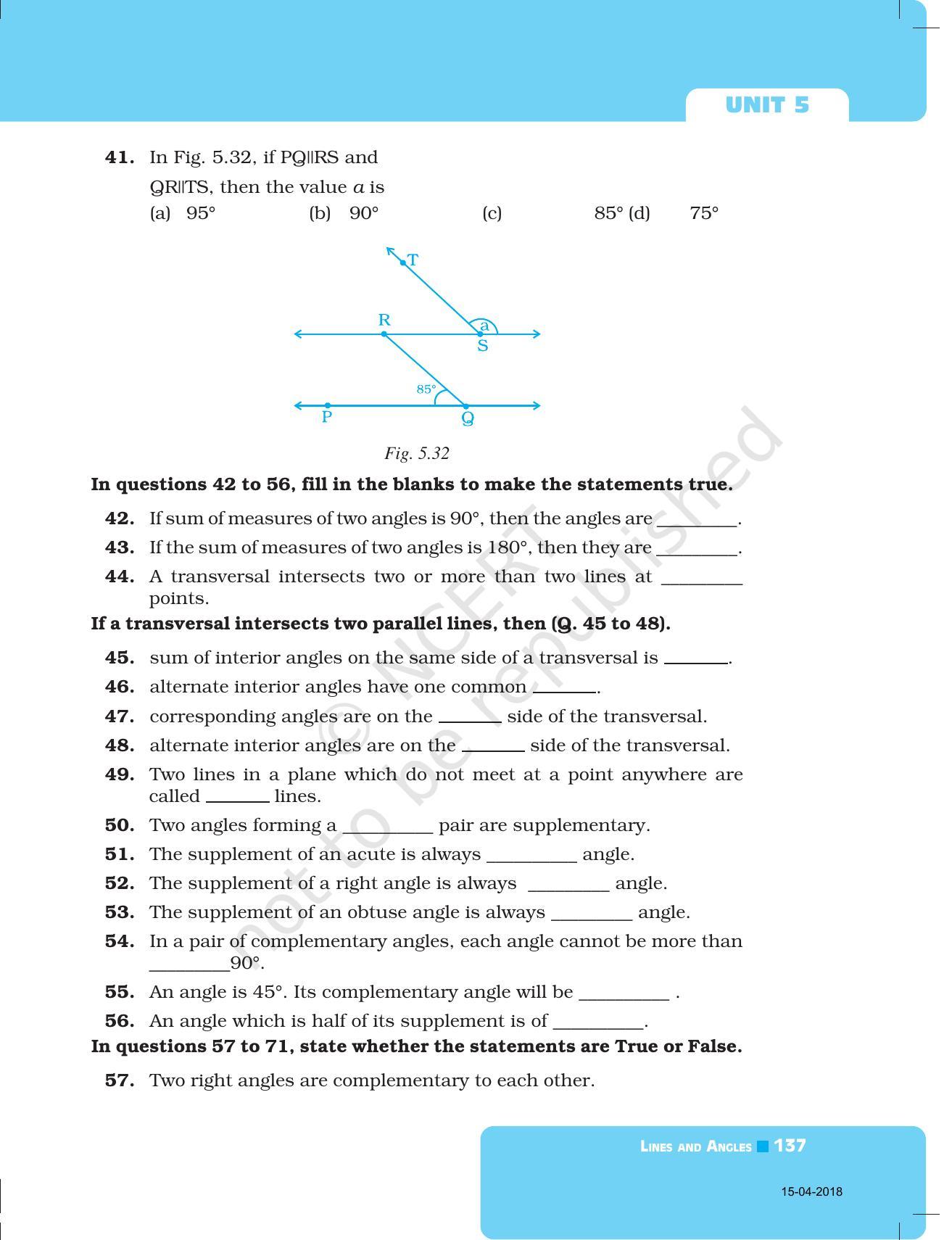 NCERT Exemplar Book for Class 7 Maths: Chapter 5- Lines and Angles - Page 18