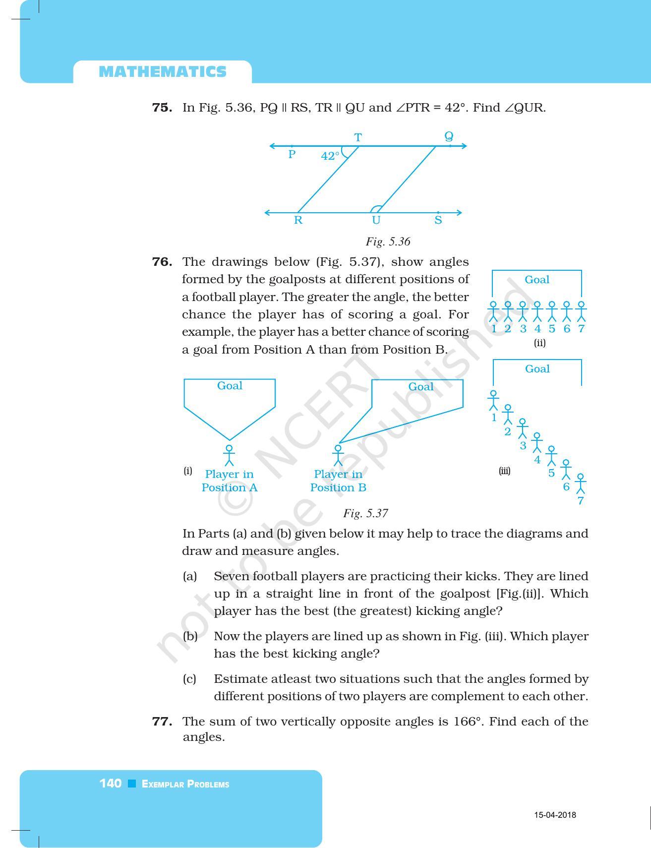 NCERT Exemplar Book for Class 7 Maths: Chapter 5- Lines and Angles - Page 21