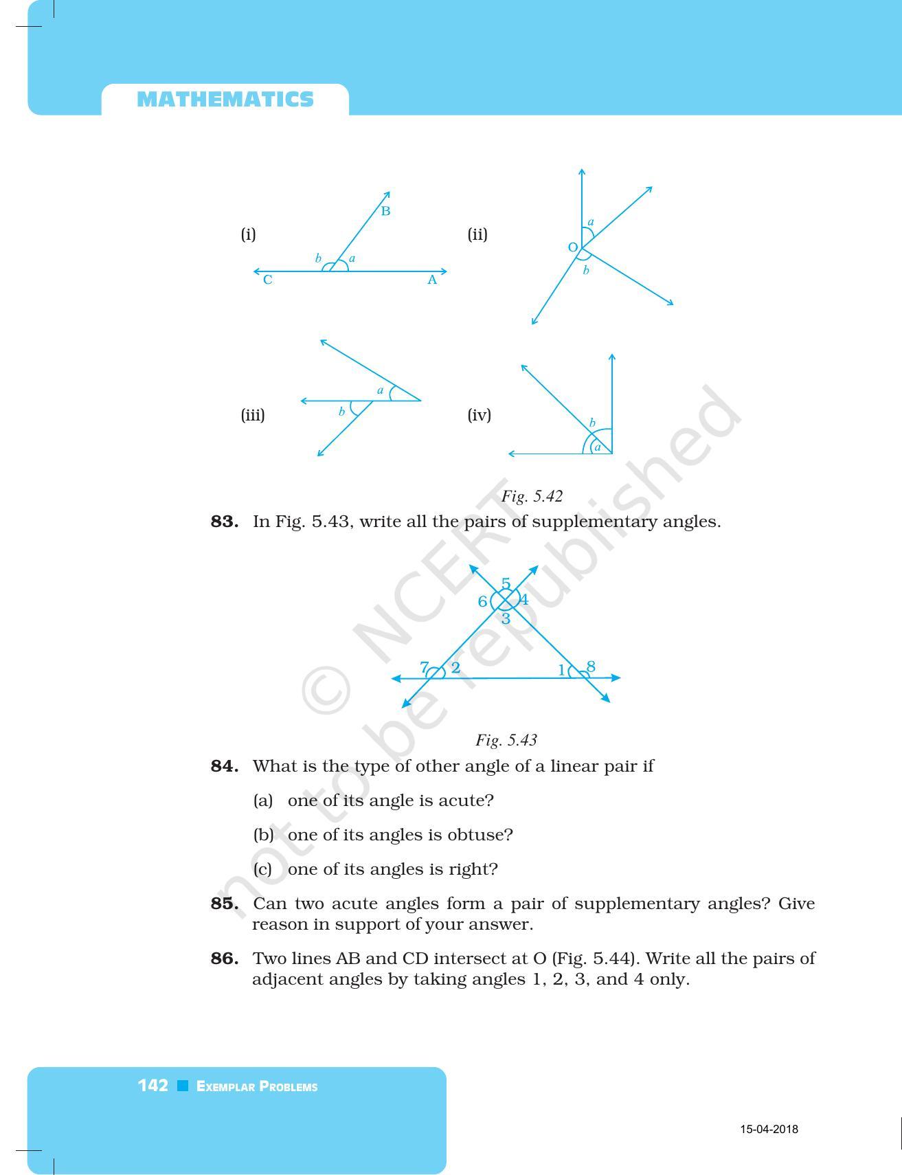 NCERT Exemplar Book for Class 7 Maths: Chapter 5- Lines and Angles - Page 23
