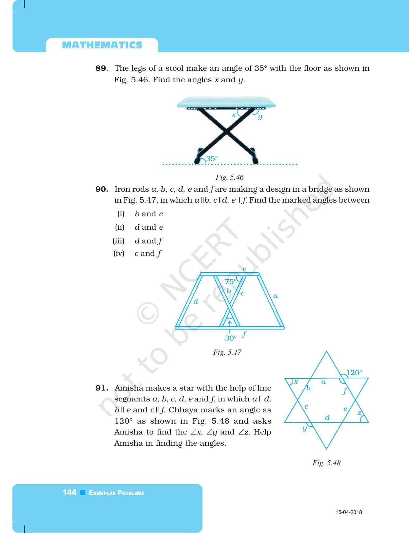 NCERT Exemplar Book for Class 7 Maths: Chapter 5- Lines and Angles - Page 25