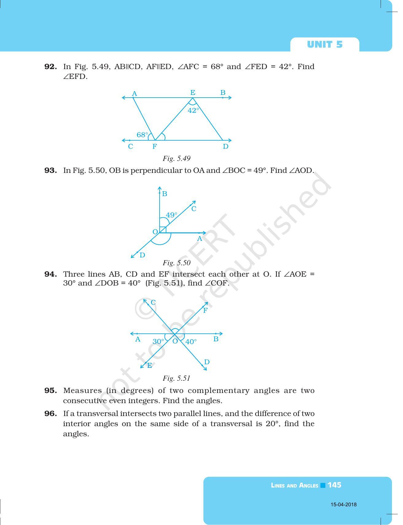 NCERT Exemplar Book for Class 7 Maths: Chapter 5- Lines and Angles - Page 26