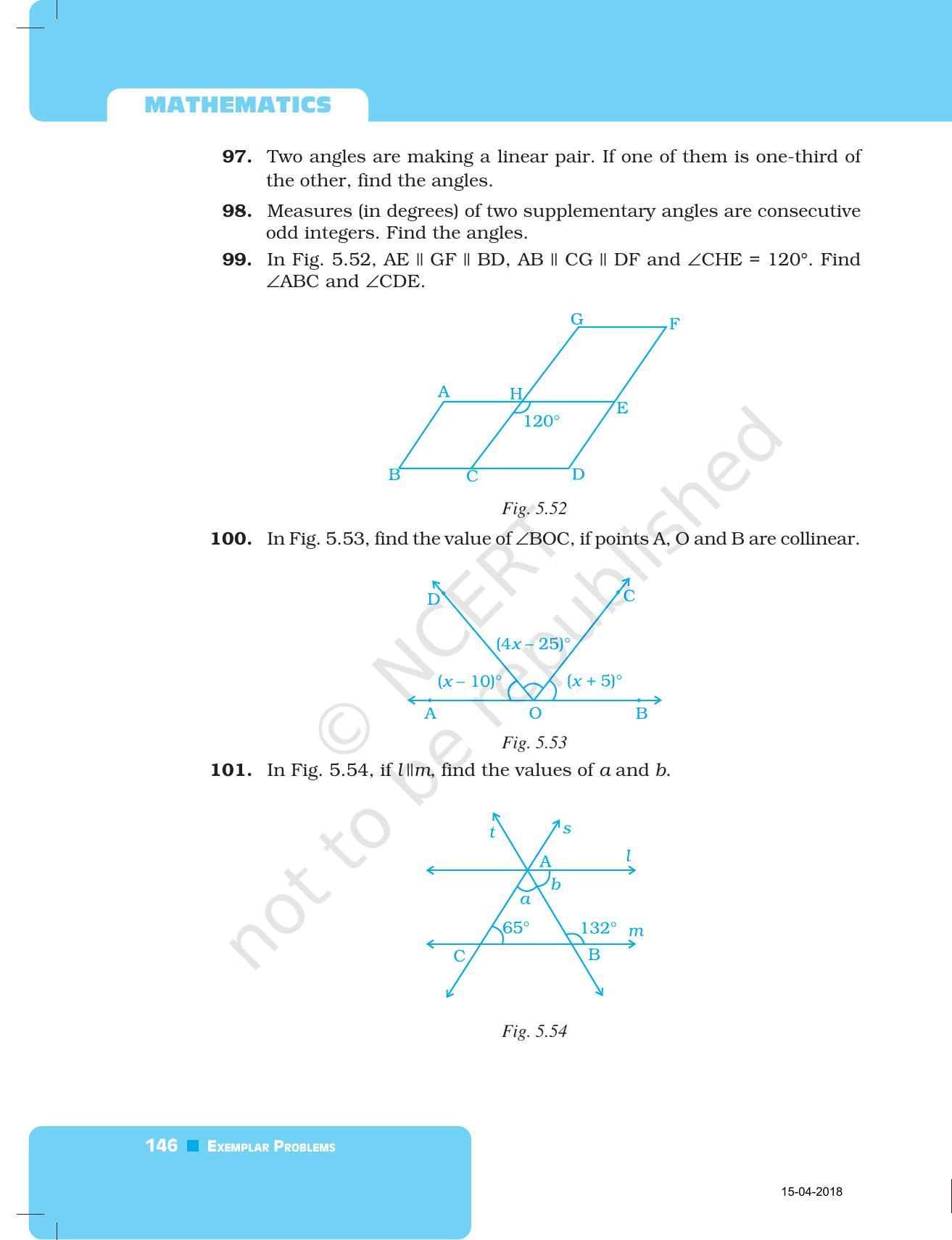 NCERT Exemplar Book for Class 7 Maths: Chapter 5- Lines and Angles - Page 27