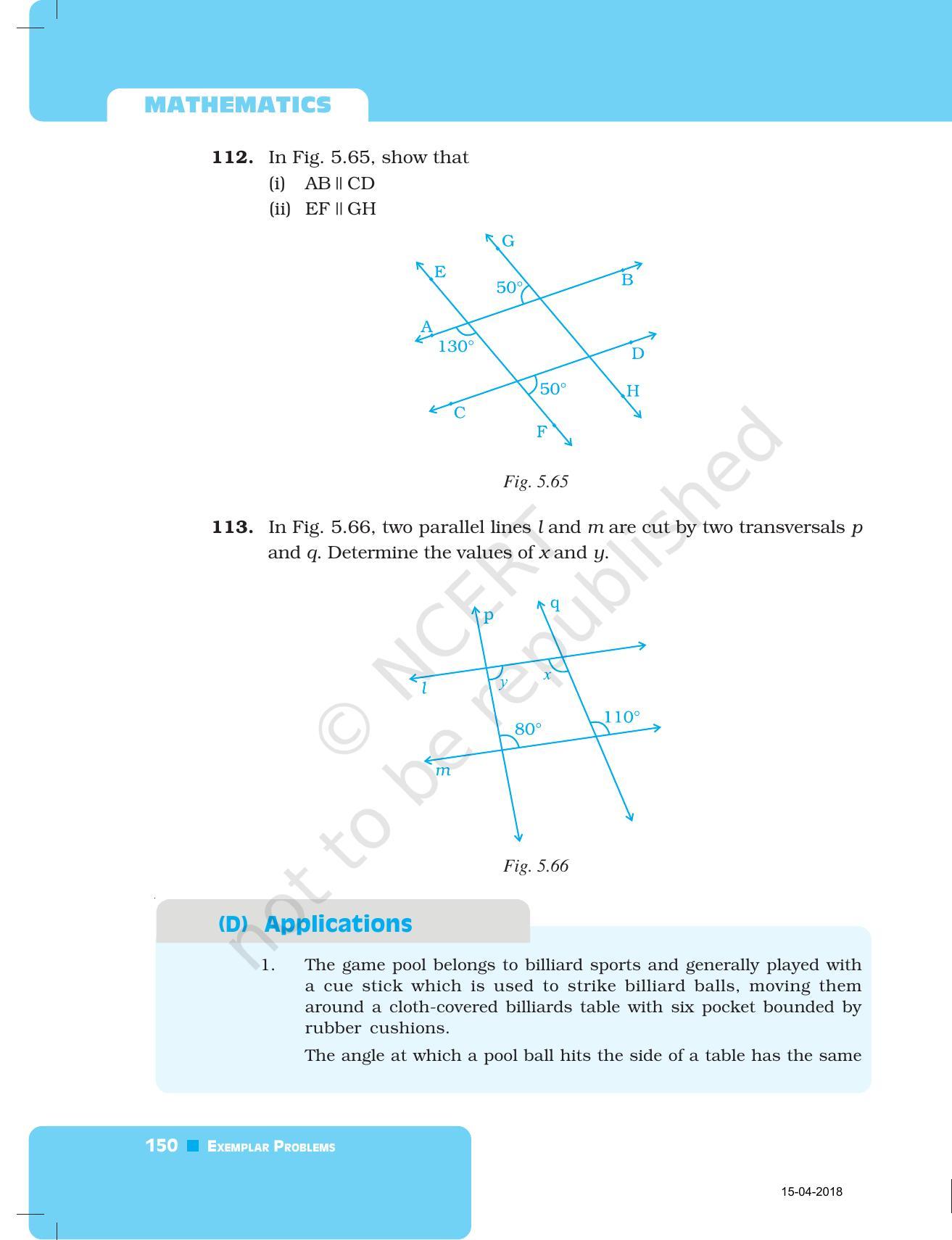 NCERT Exemplar Book for Class 7 Maths: Chapter 5- Lines and Angles - Page 31
