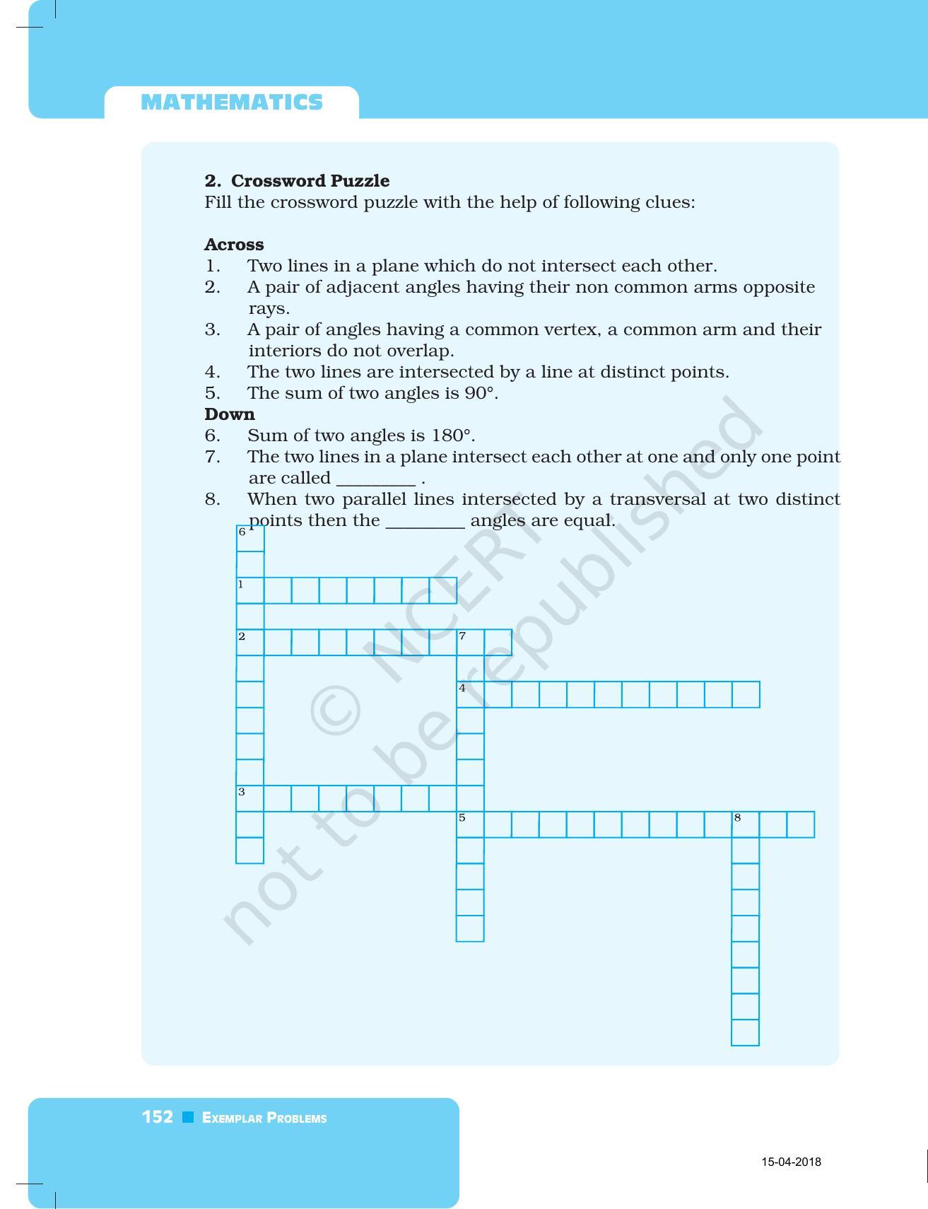 NCERT Exemplar Book for Class 7 Maths: Chapter 5- Lines and Angles - Page 33