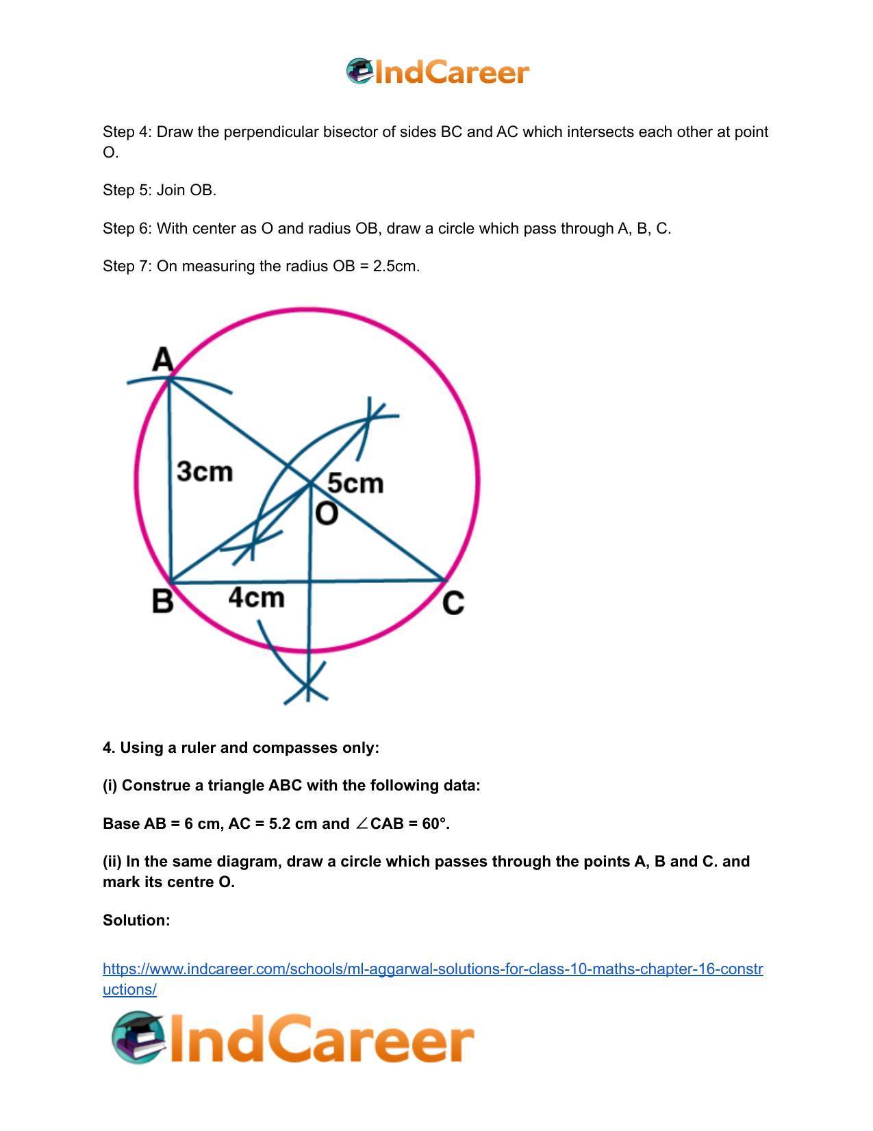ML Aggarwal Solutions for Class 10 Maths Chapter 16- Constructions - Page 10