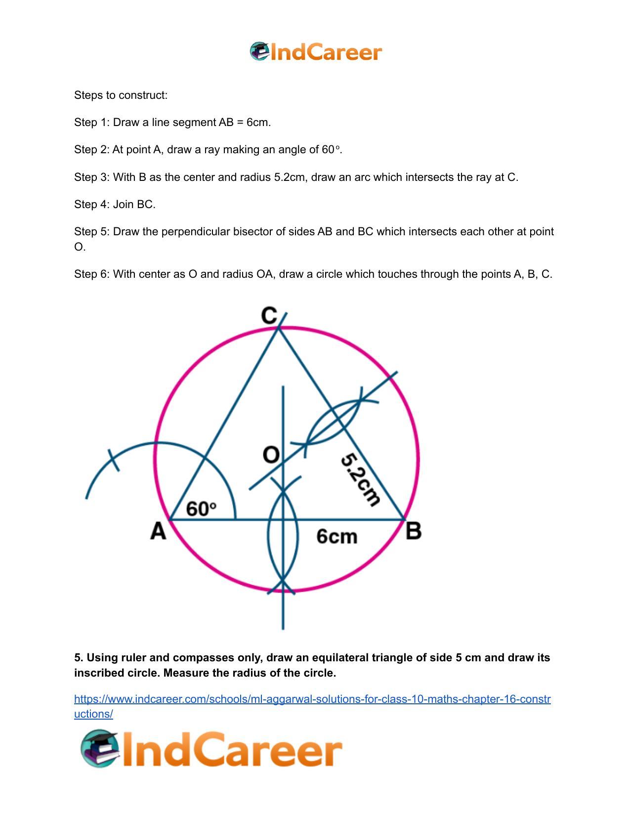 ML Aggarwal Solutions for Class 10 Maths Chapter 16- Constructions - Page 11