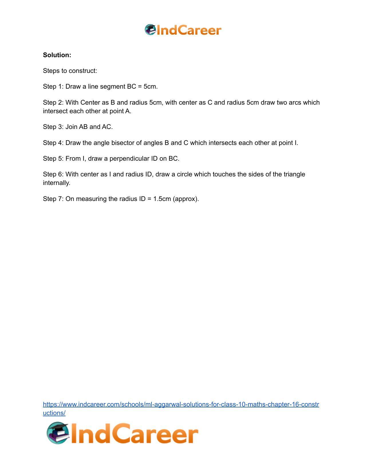 ML Aggarwal Solutions for Class 10 Maths Chapter 16- Constructions - Page 12