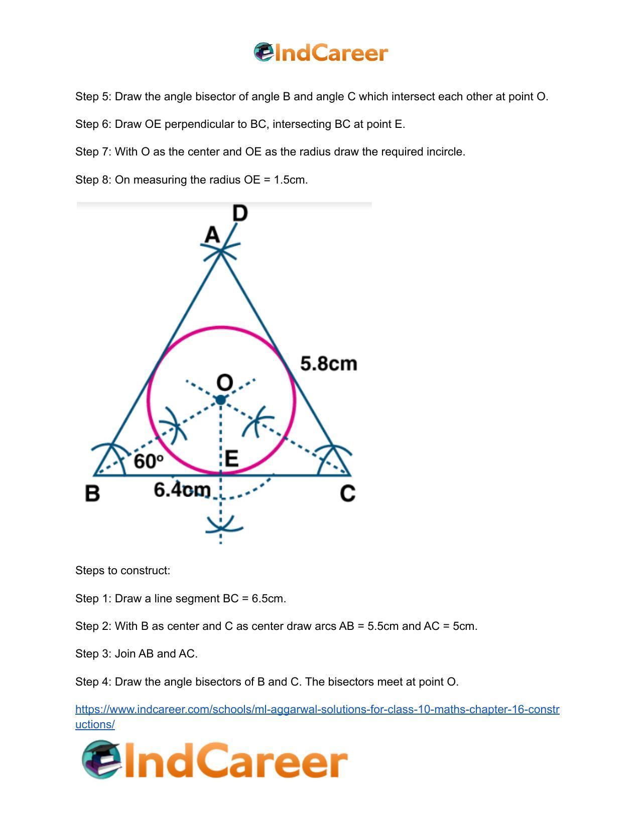 ML Aggarwal Solutions for Class 10 Maths Chapter 16- Constructions - Page 14