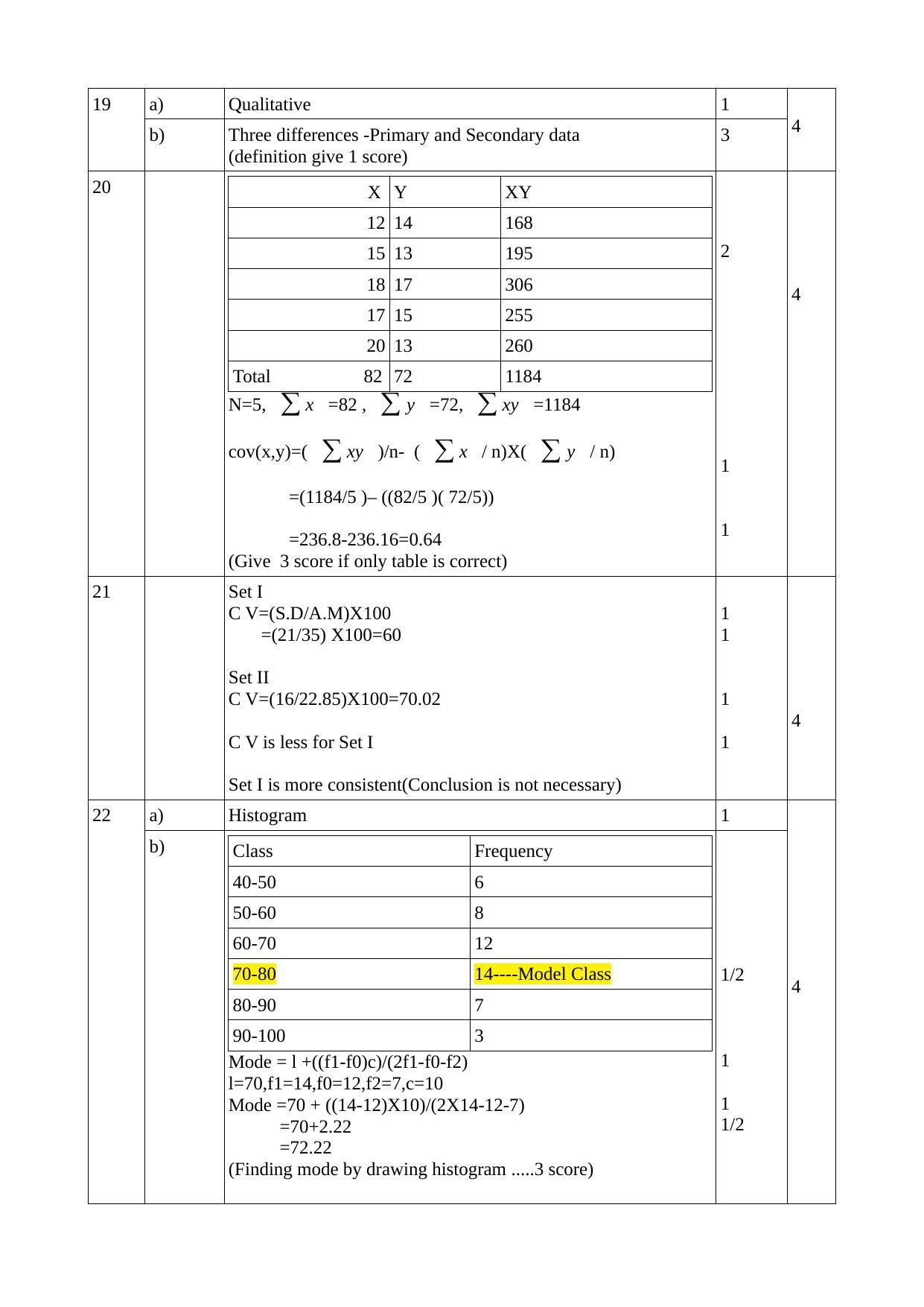Kerala Plus One (Class 11th) Statistics Answer Key 2021 - Page 3