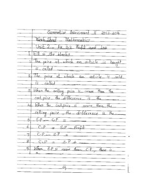 Worksheet for Class 5 Maths Profit and Loss Assignment 3