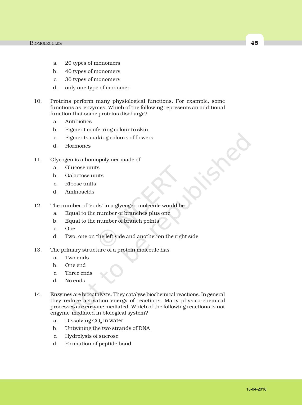 NCERT Exemplar Book for Class 11 Biology: Chapter 9 Biomolecules - Page 3