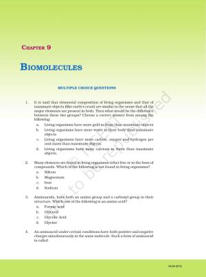NCERT Exemplar Book for Class 11 Biology: Chapter 9 Biomolecules