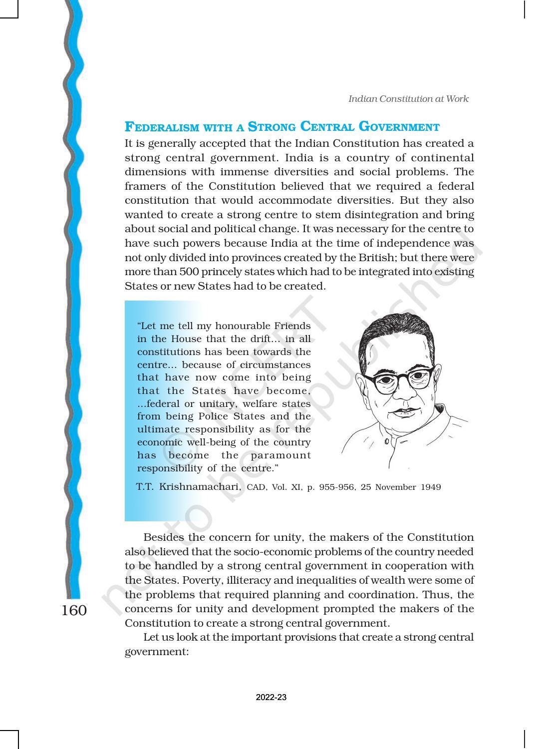 NCERT Book for Class 11 Political Science (Indian Constitution at Work) Chapter 7 Federalism - Page 11