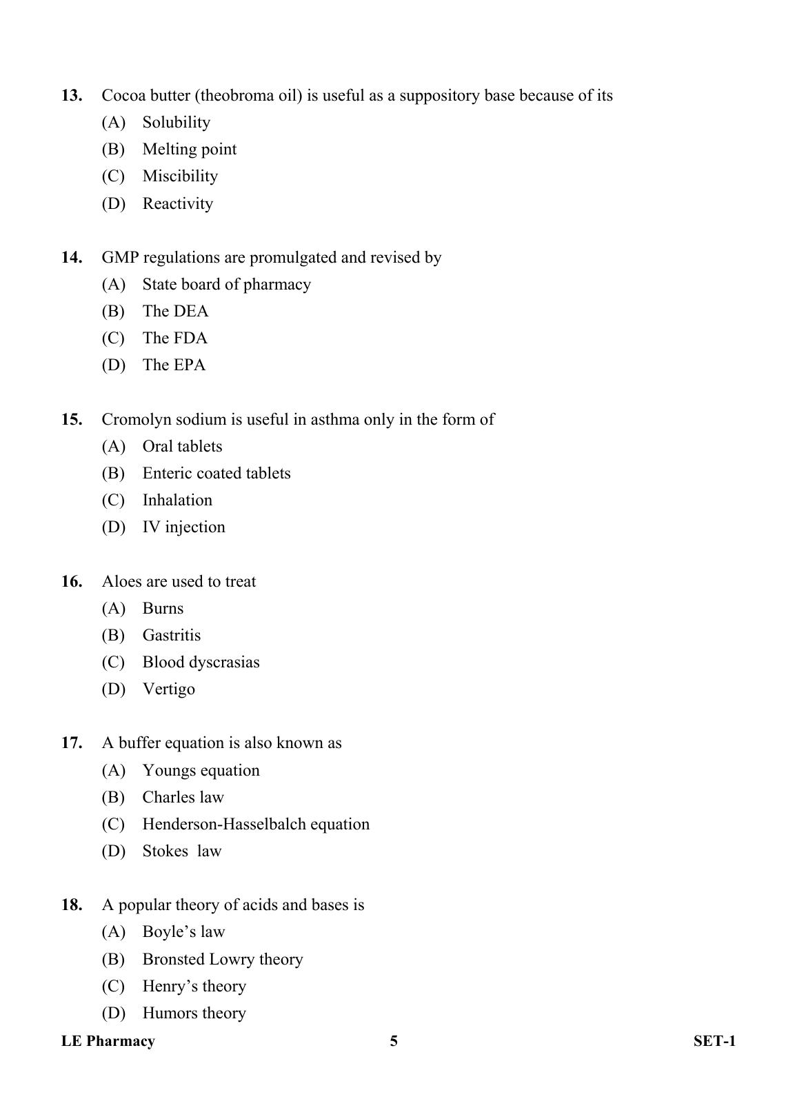 OJEE 2013 LE Pharm Question Paper - Page 4