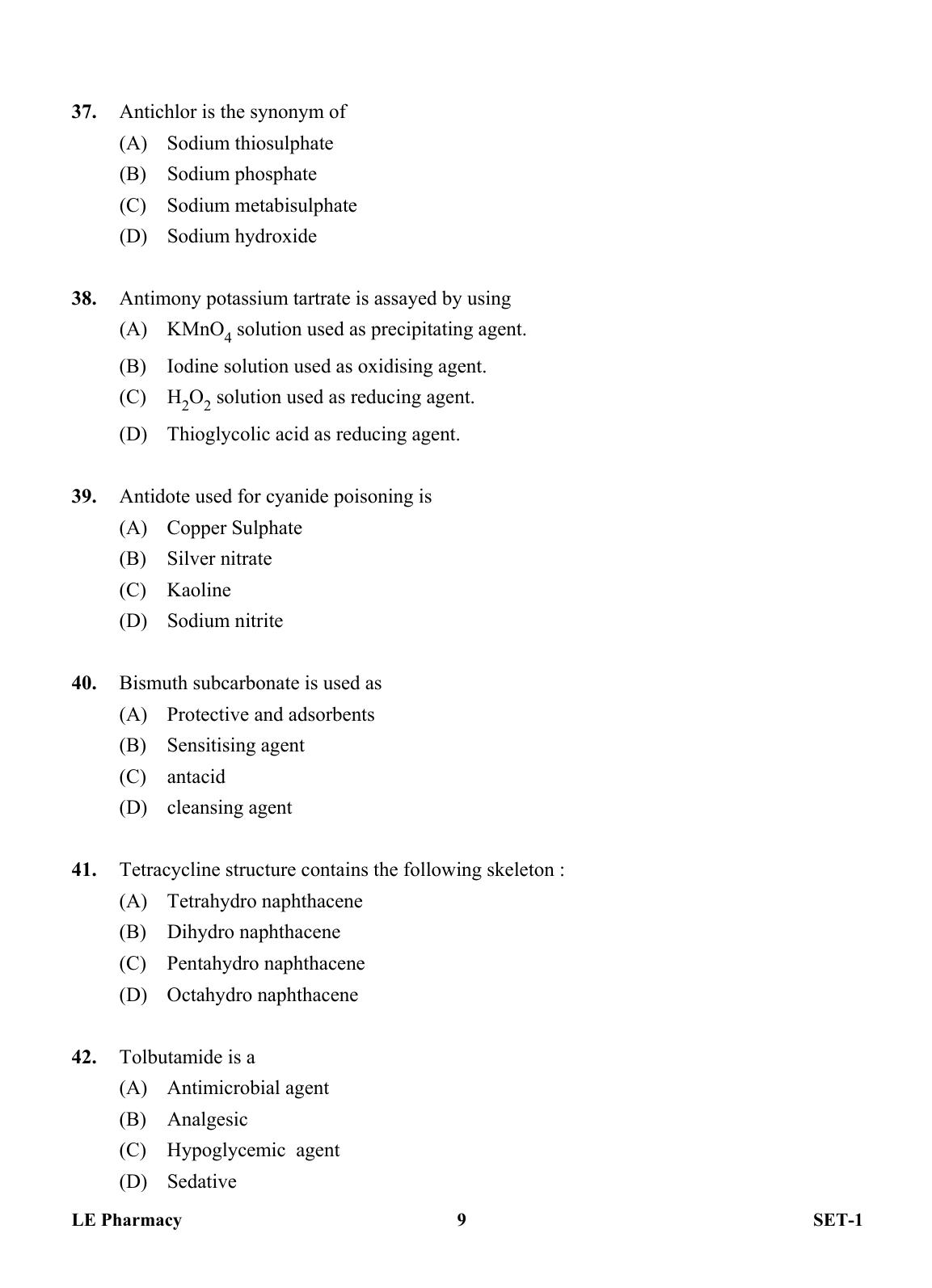 OJEE 2013 LE Pharm Question Paper - Page 8