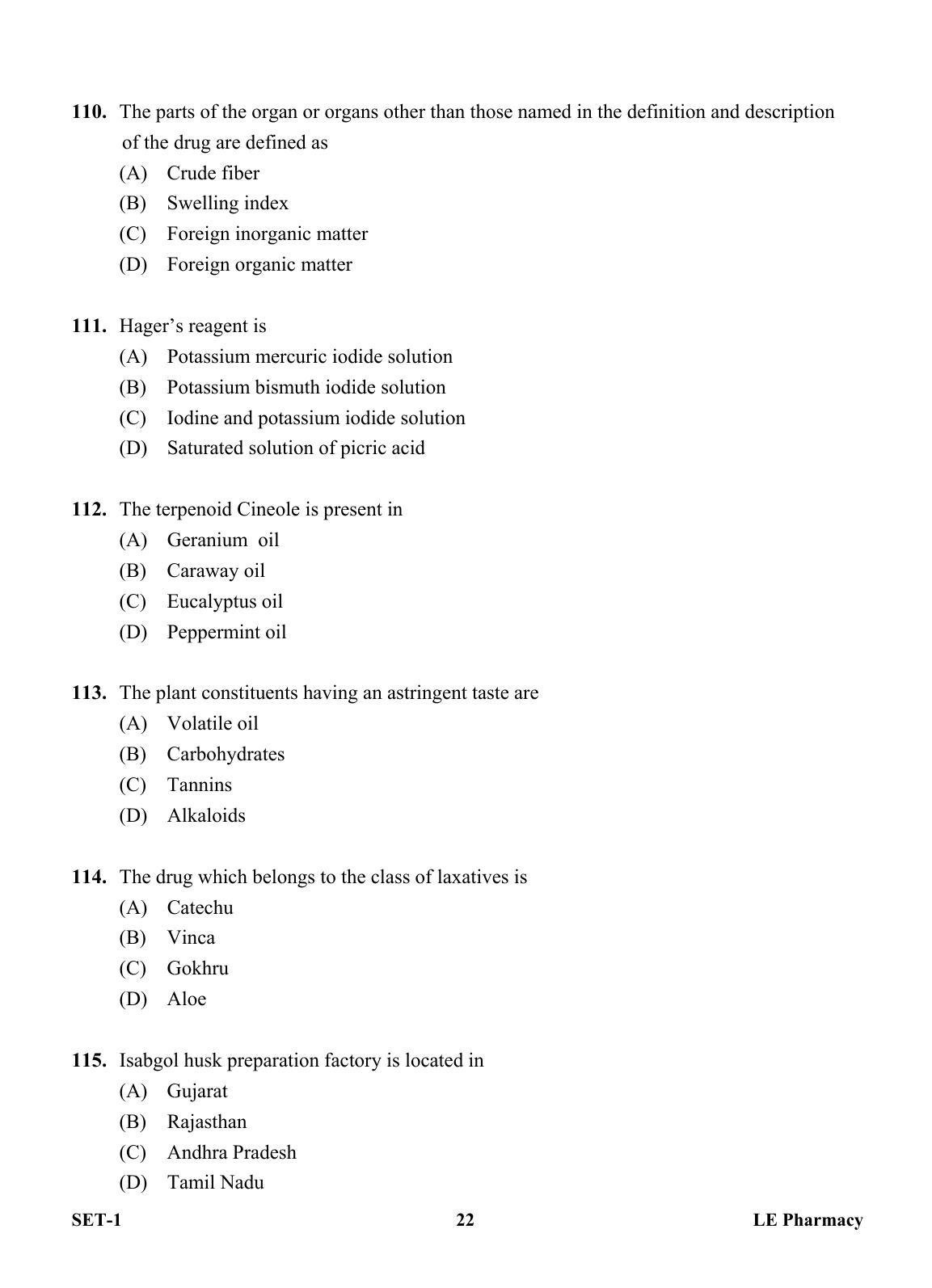 OJEE 2013 LE Pharm Question Paper - Page 21