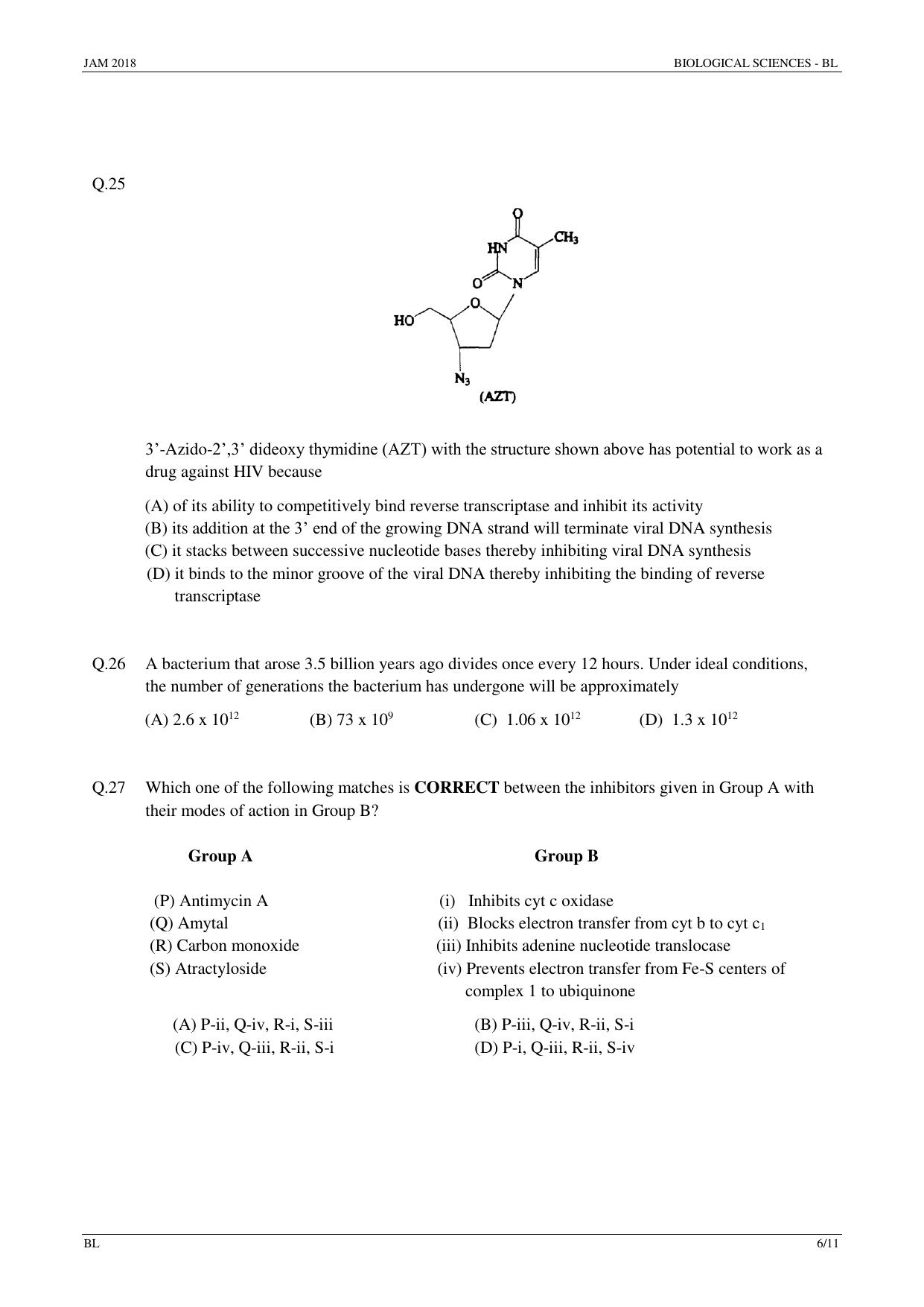 JAM 2018: BL Question Paper - Page 6