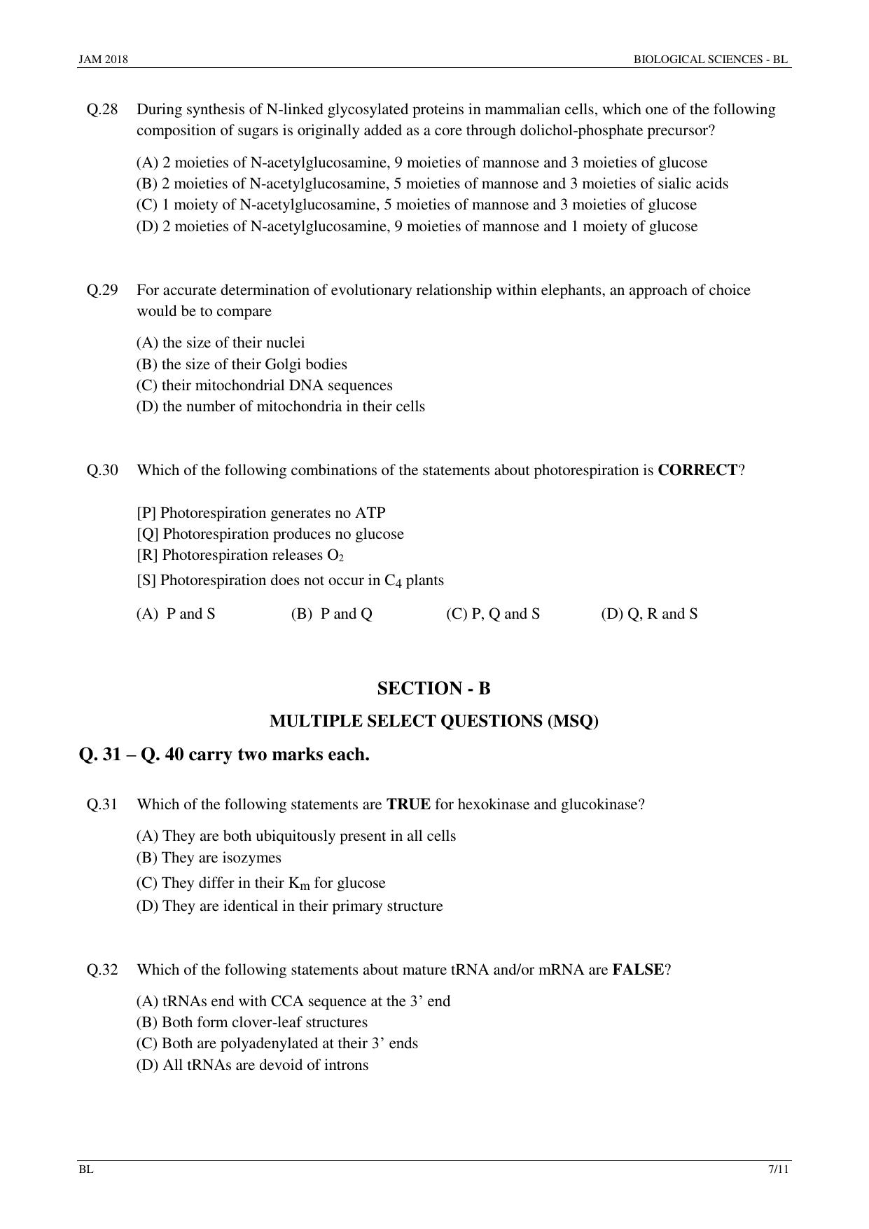 JAM 2018: BL Question Paper - Page 7