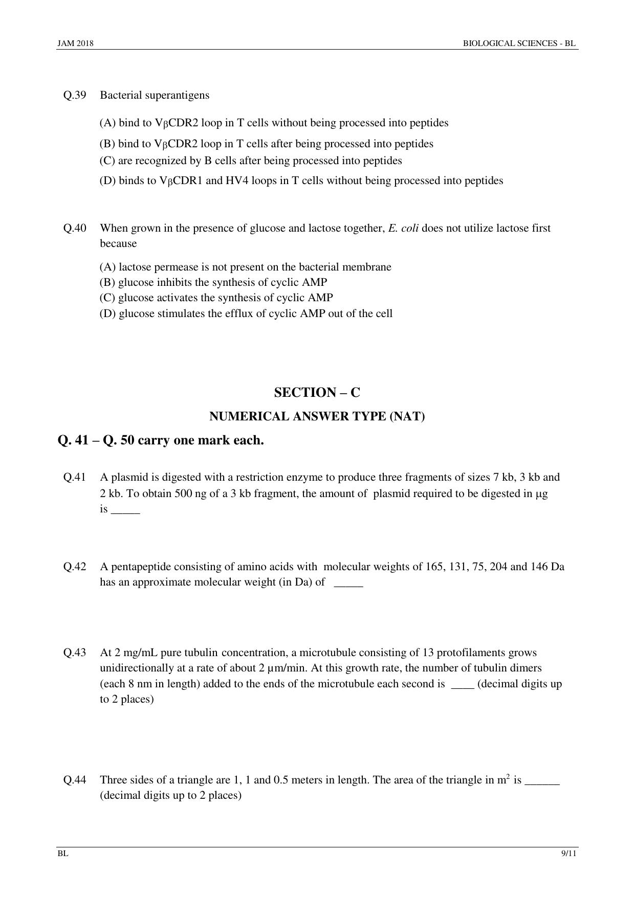 JAM 2018: BL Question Paper - Page 9