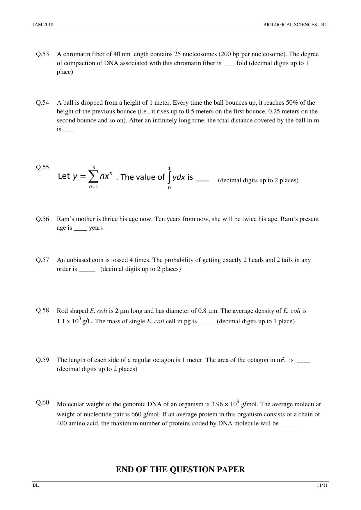 JAM 2018: BL Question Paper - Page 11