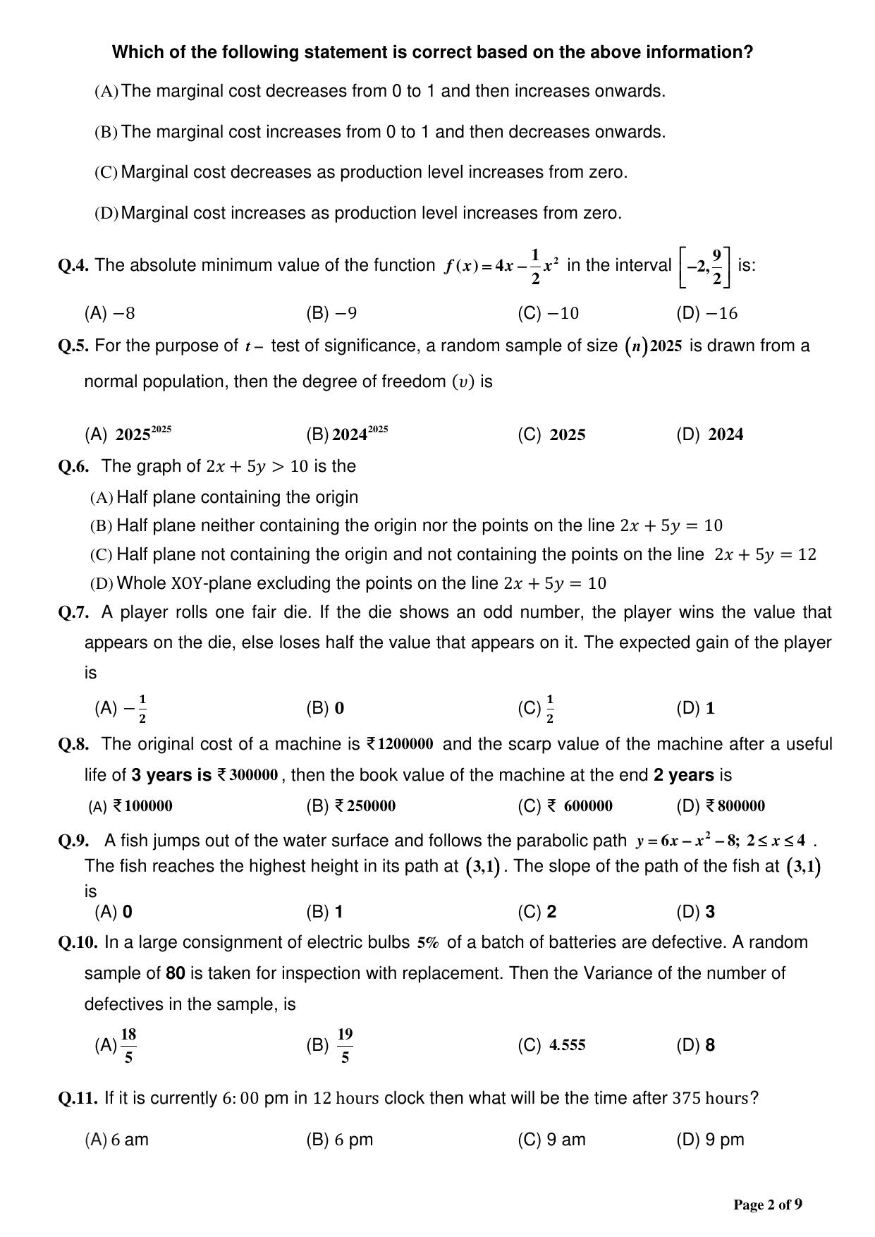 CBSE Class 12 Applied Mathematics (For Visually Impaired) Sample Question Paper 2024-25 - Page 2