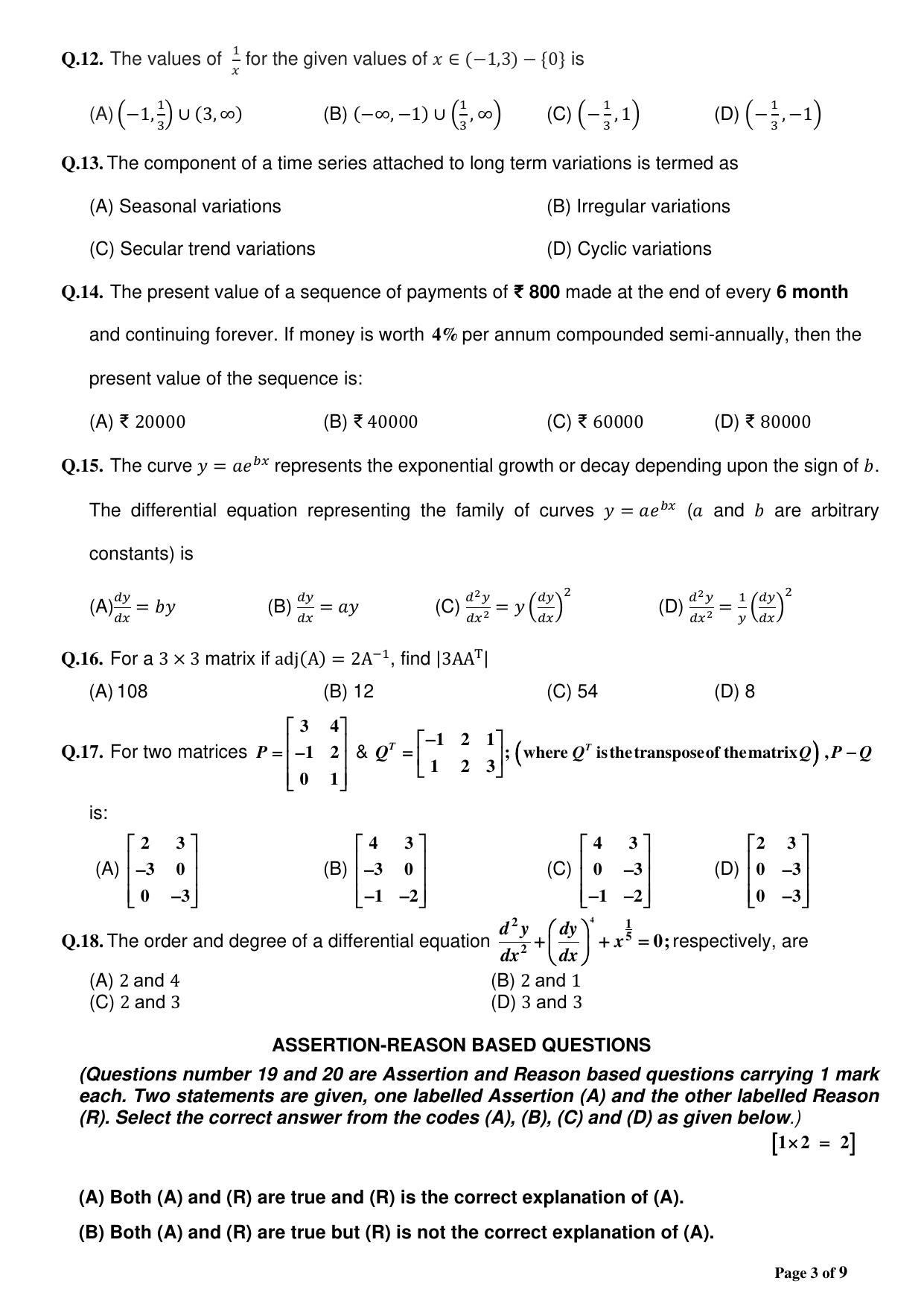 CBSE Class 12 Applied Mathematics (For Visually Impaired) Sample Question Paper 2024-25 - Page 3
