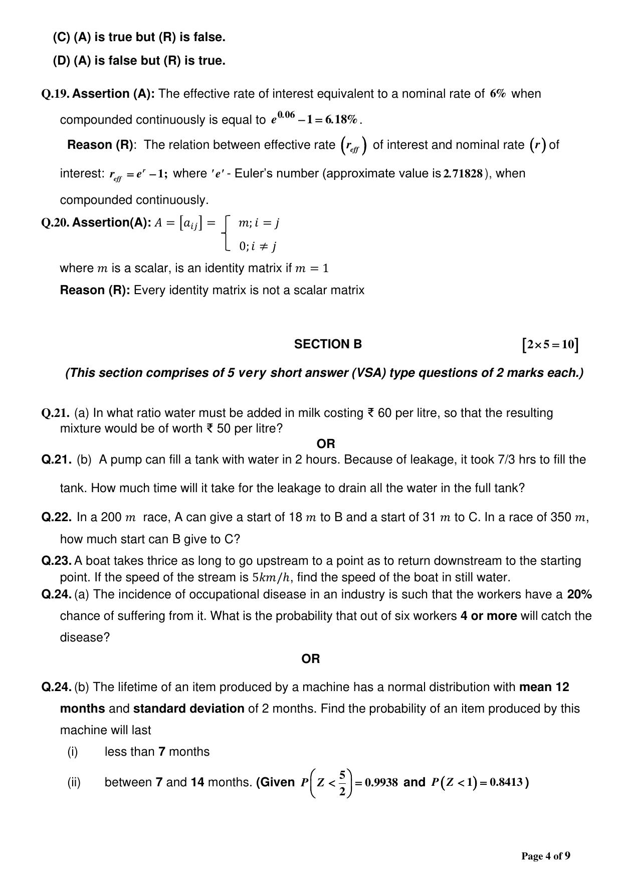 CBSE Class 12 Applied Mathematics (For Visually Impaired) Sample Question Paper 2024-25 - Page 4
