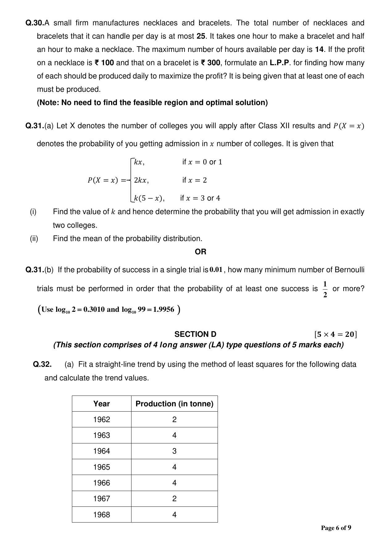 CBSE Class 12 Applied Mathematics (For Visually Impaired) Sample Question Paper 2024-25 - Page 6